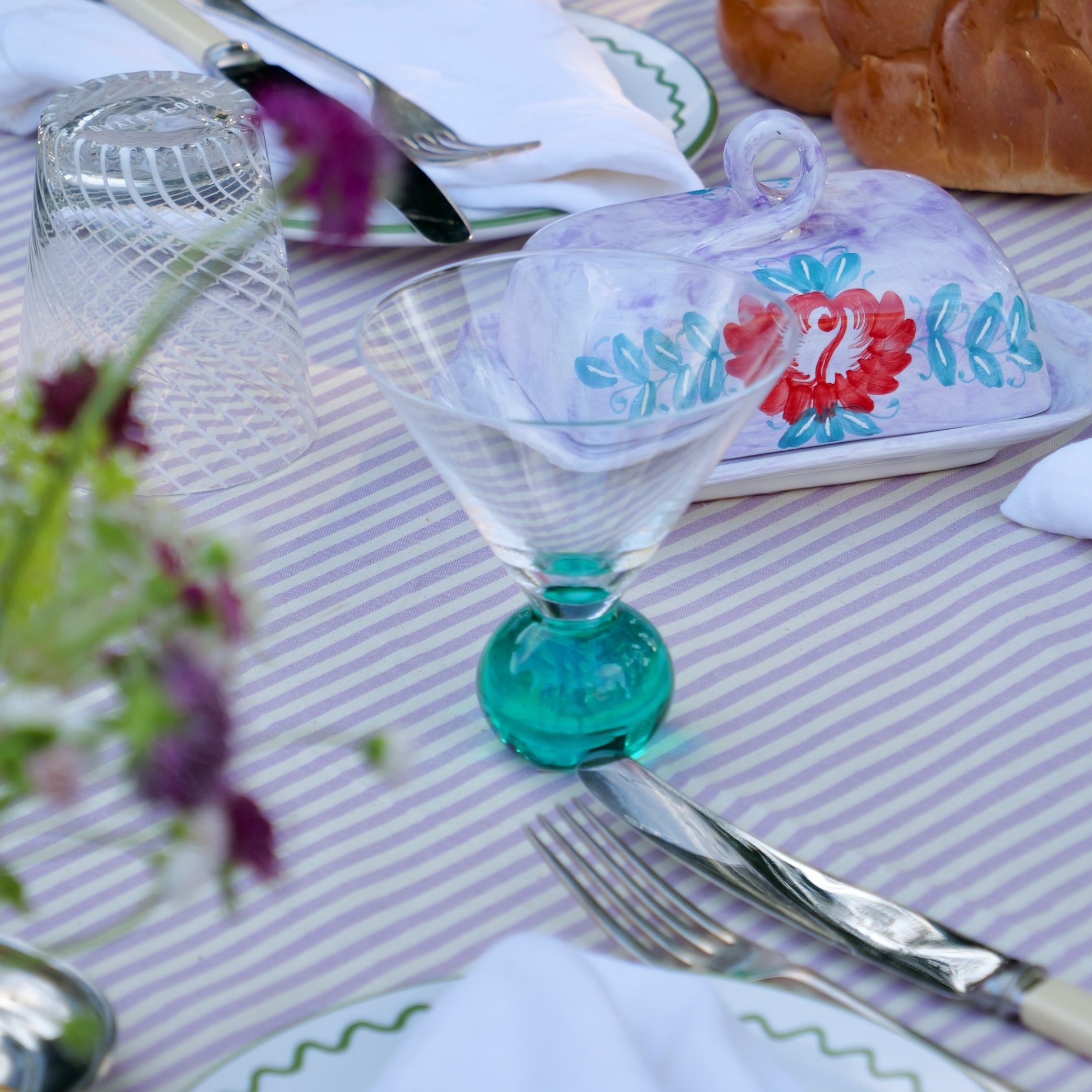 Cocktail Glasses in Green & Clear | Set of 2
