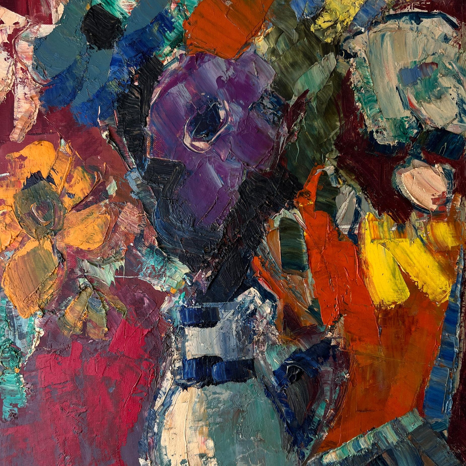 Anemones & Rudbeckias Oil Painting