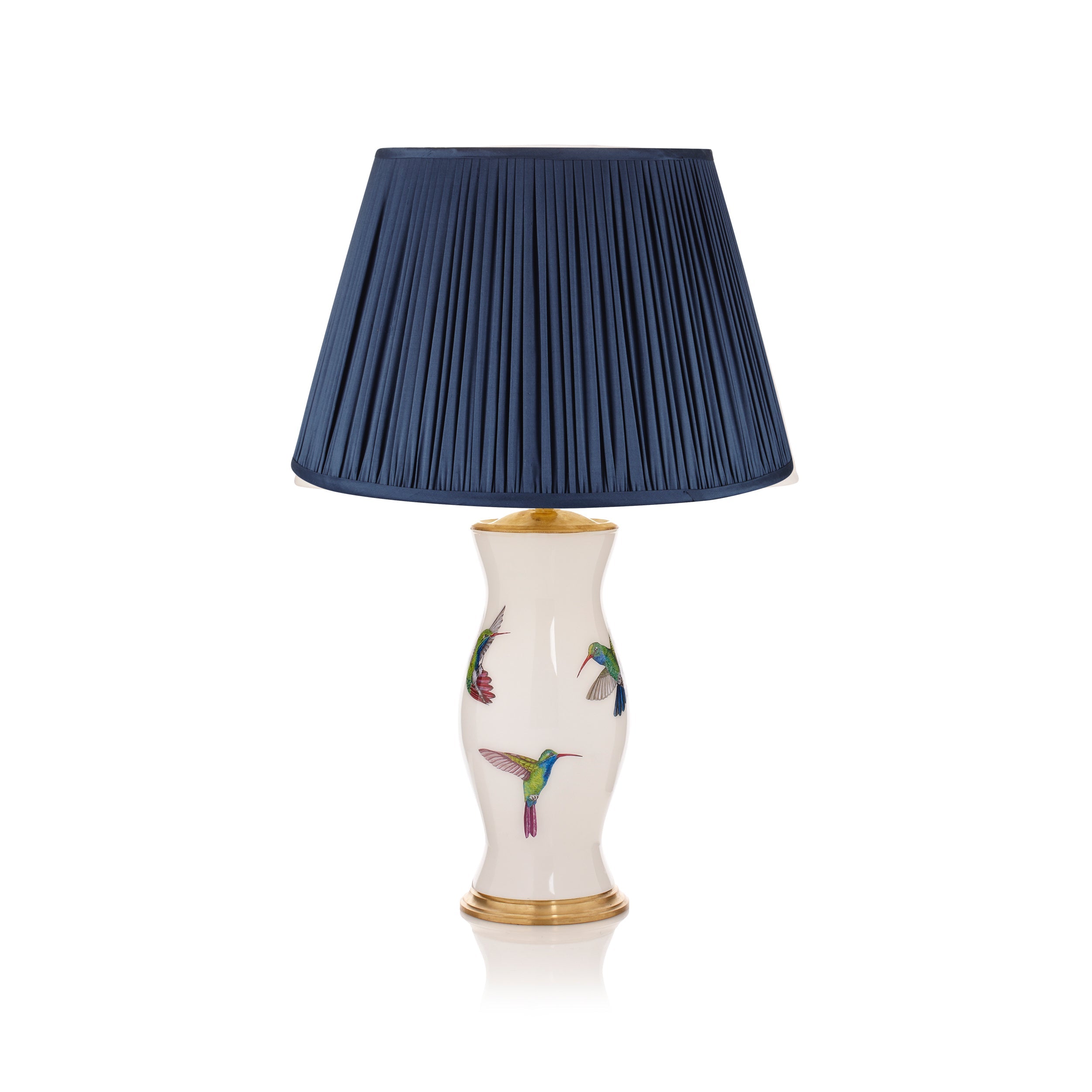 PLEATED SILK LAMPSHADE IN CHARCOAL BLUE