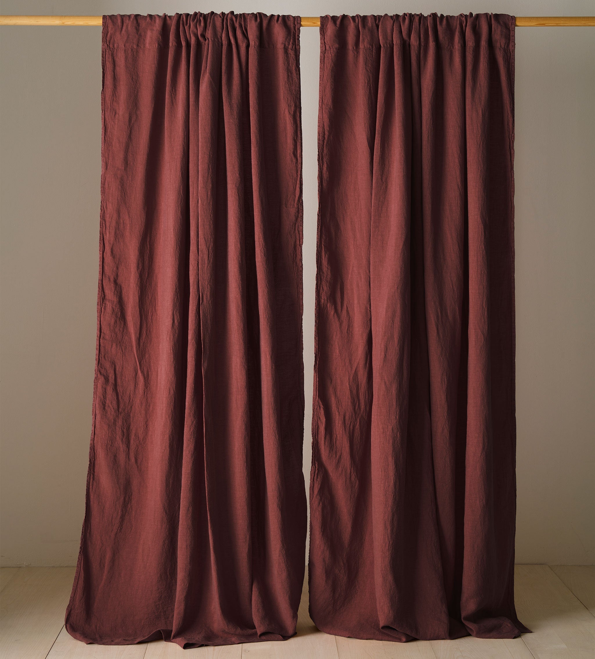 Conker 100% Linen Loop Top Curtain (Single)