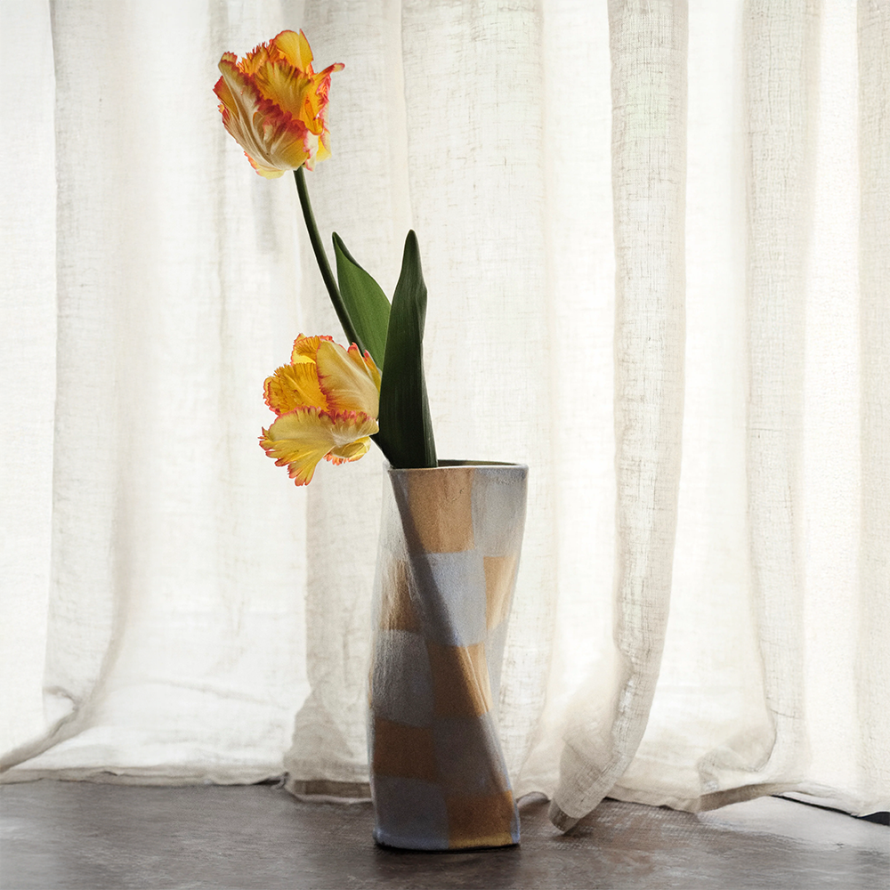 Baby Blue Check Twist Vase