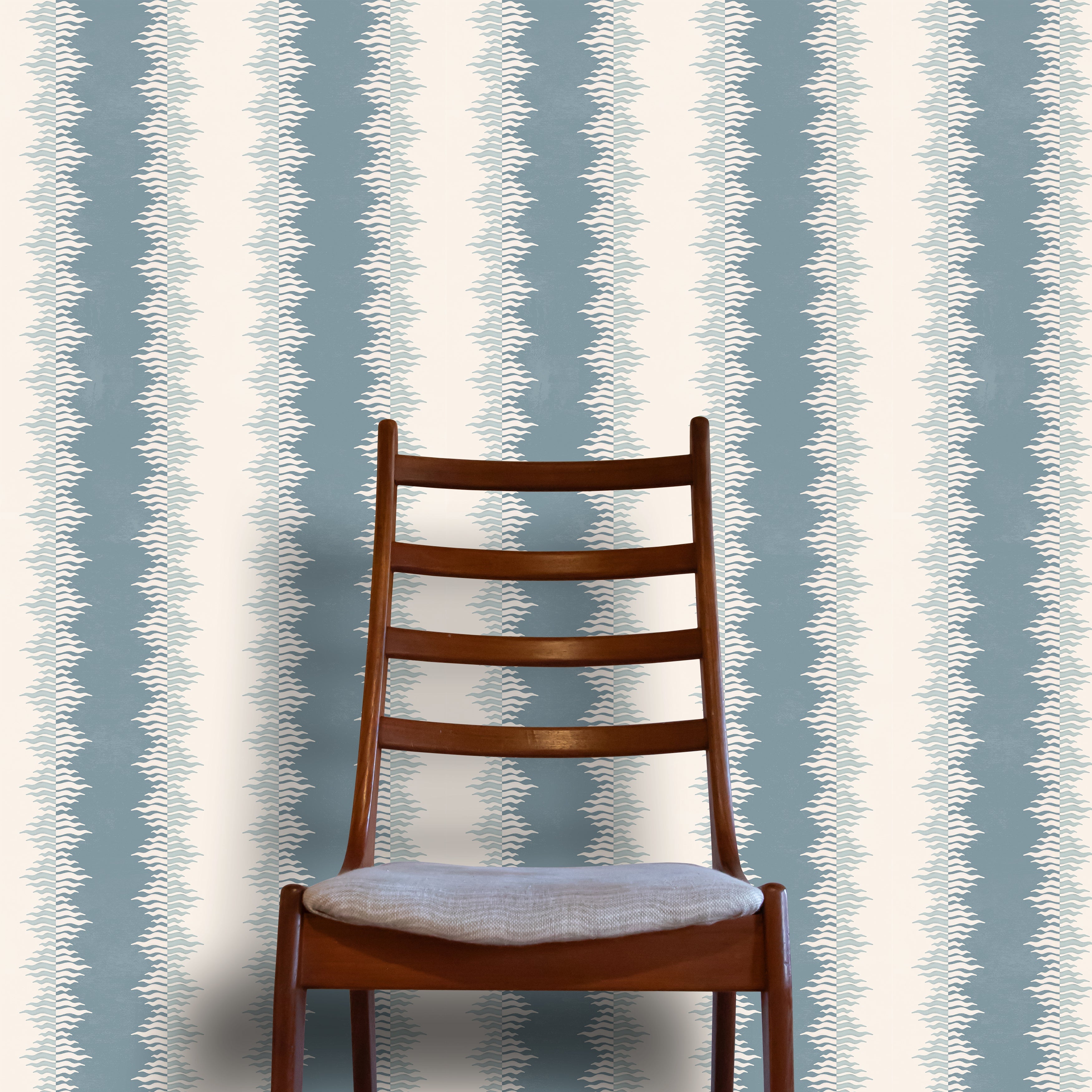 Crimped Stripe Wallpaper | Stone Blue