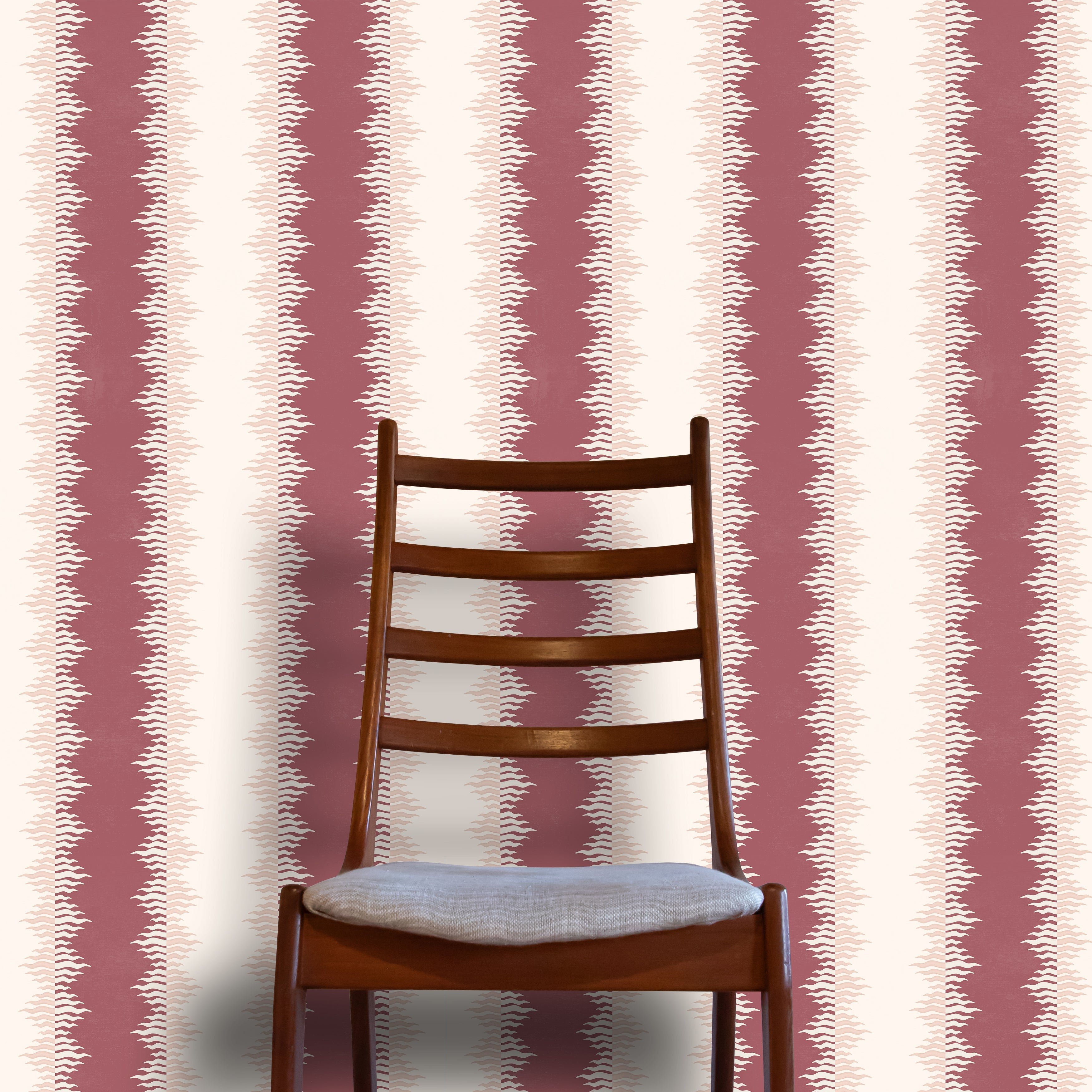 Crimped Stripe Wallpaper | Claret