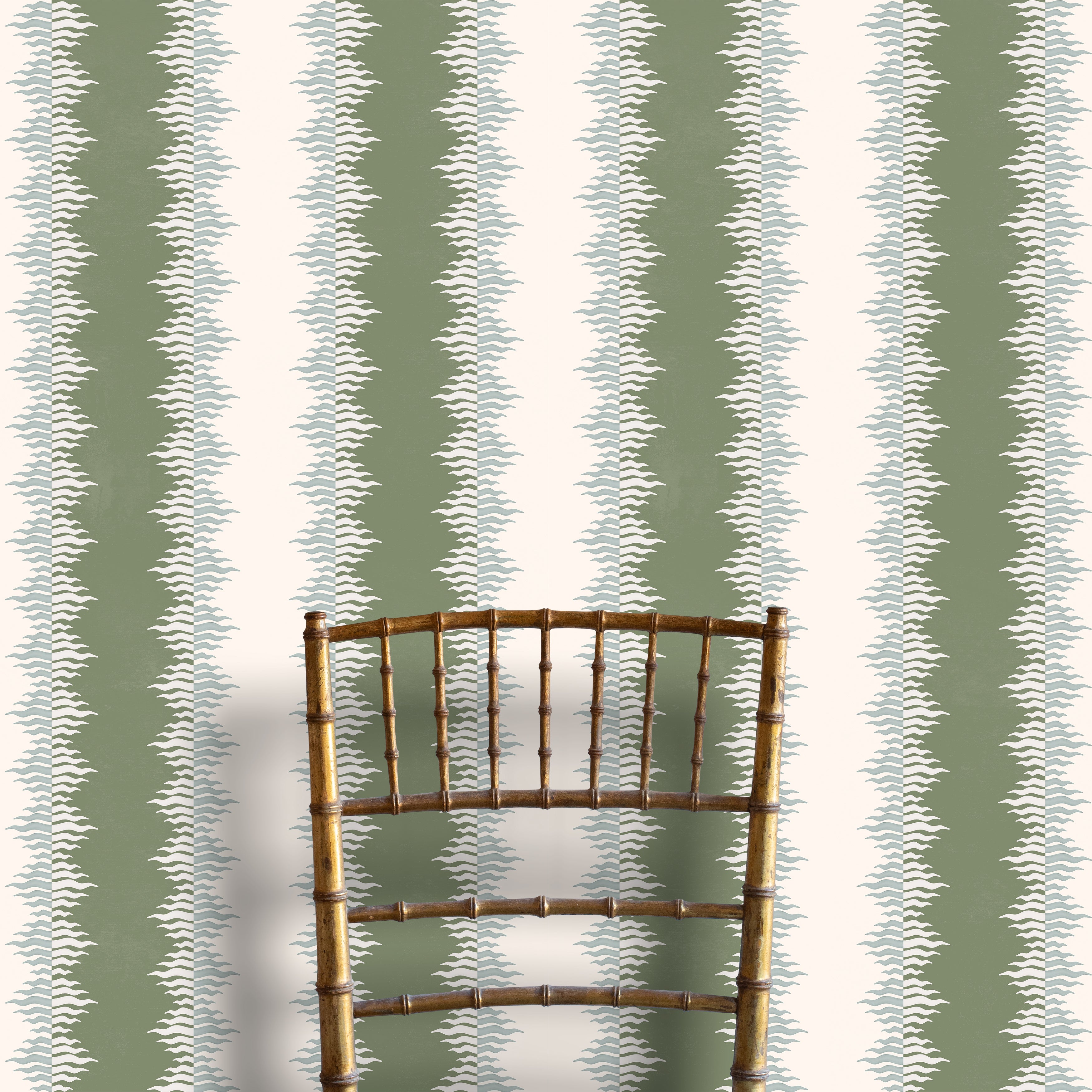 Crimped Stripe Wallpaper | Olive