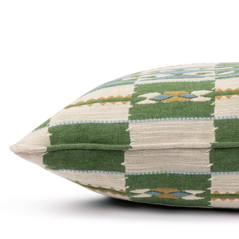 Chubby Check Green Bolster Cushion | Sample Sale