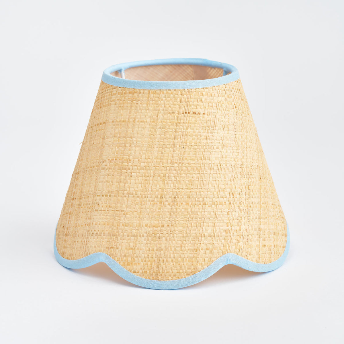 Blue Edged Raffia Scalloped Lampshade