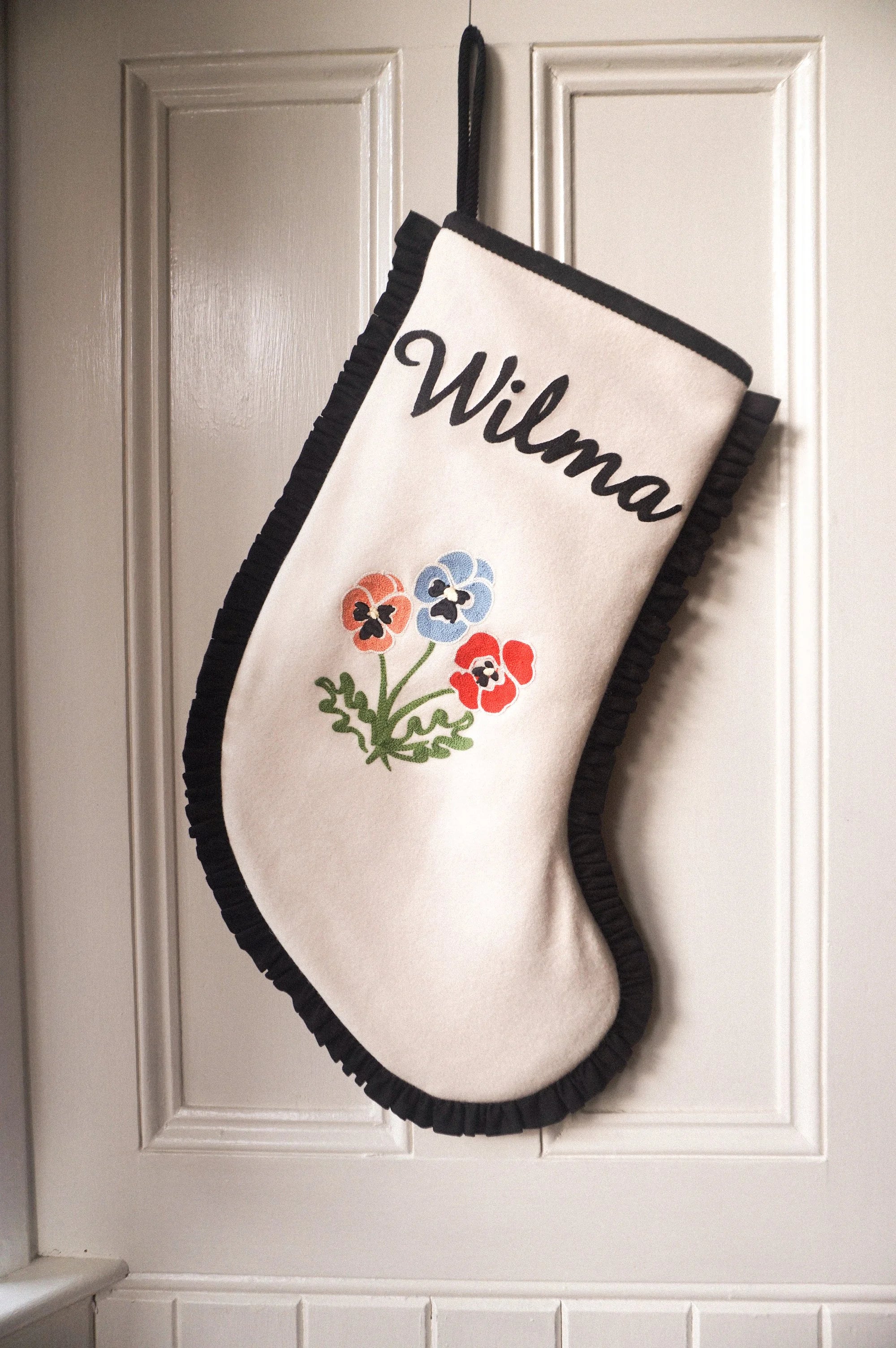 Winter Pansy Christmas Stocking