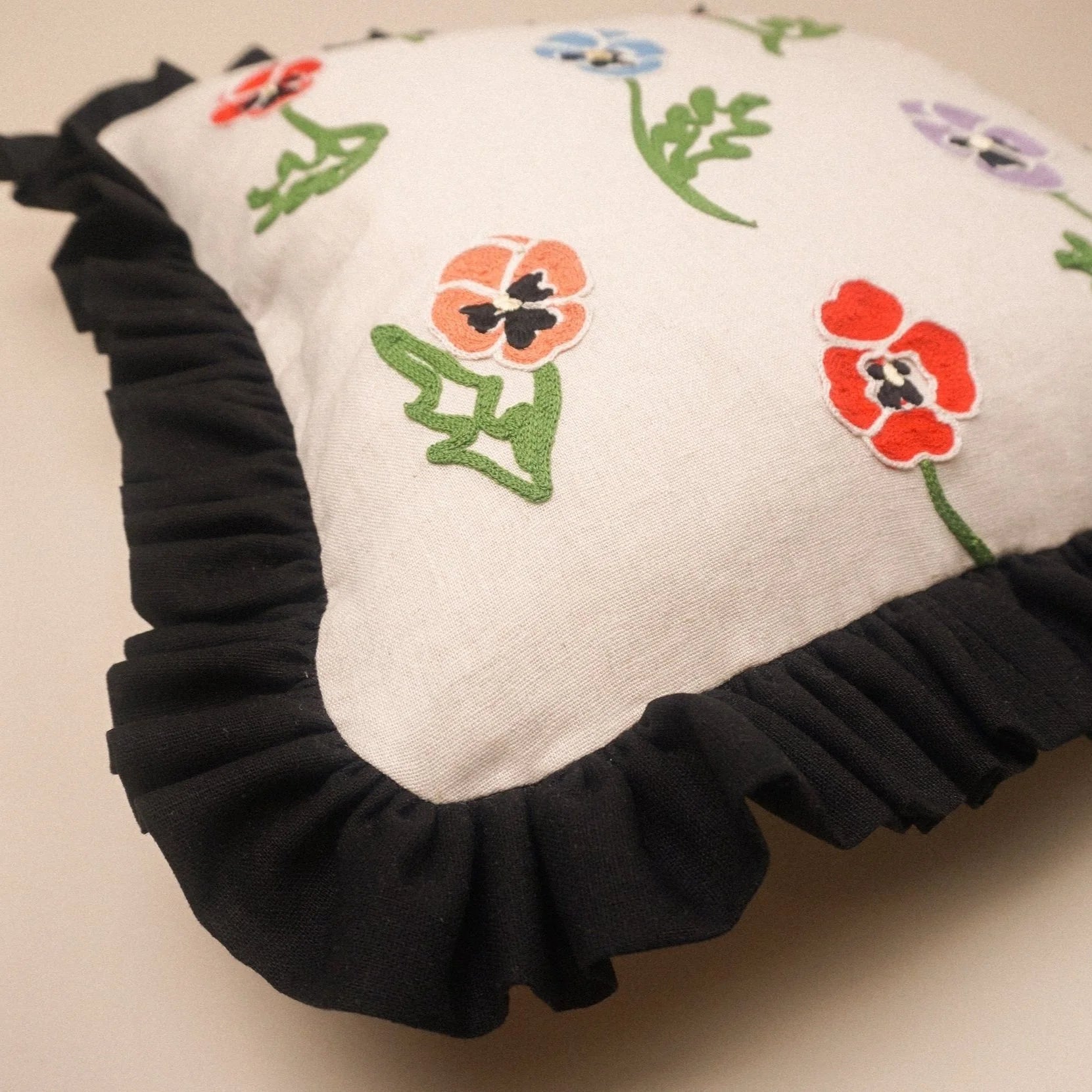 Winter Pansy Linen Cushion