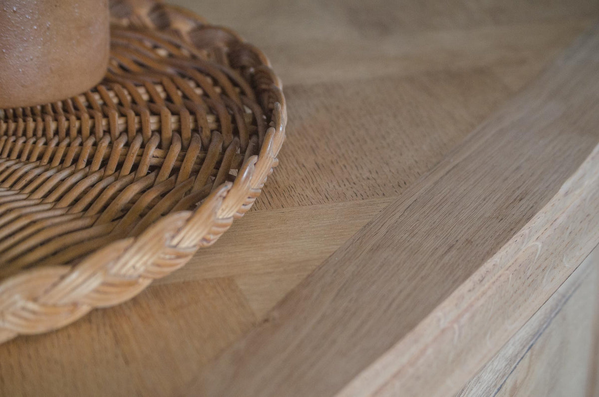 Pale Stripped French Oak Parquet Sideboard