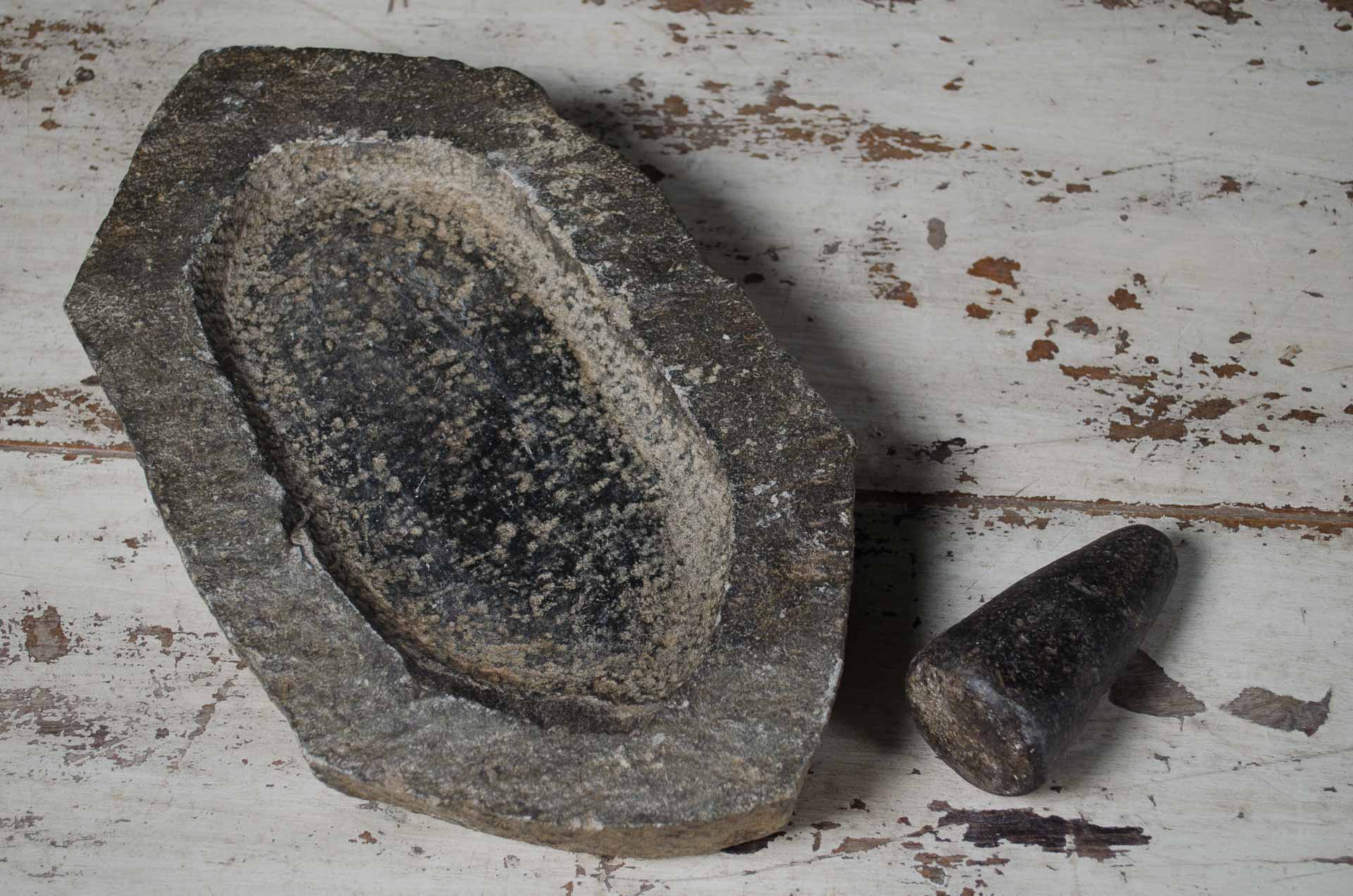 Large antique Indian stone pestle & mortar