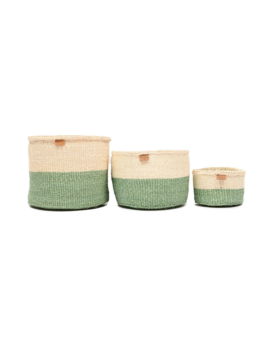Wilaya Green Colour Block Woven Basket