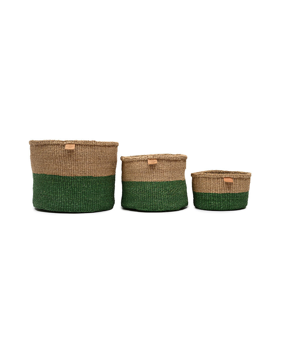 Uma Green & Brown Duo Colour Block Woven Basket