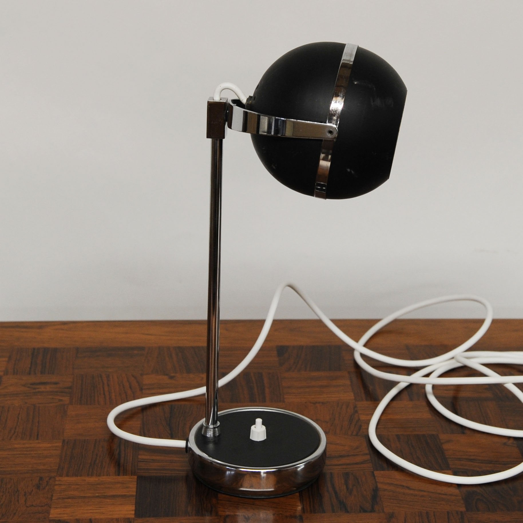 Vintage Black and Silver Eyeball Table Lamp, 1960s