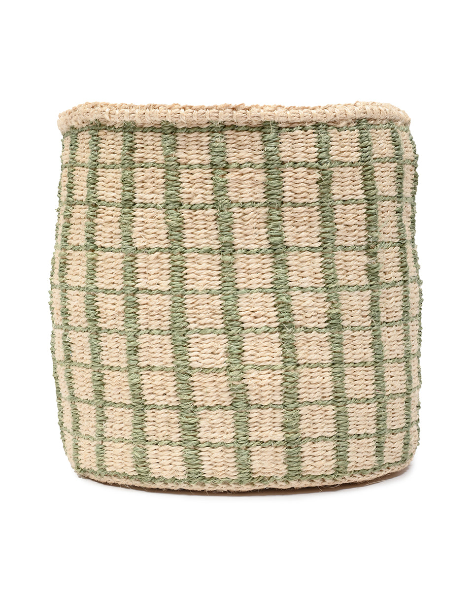 KAGUA: Green Check Woven Storage Basket