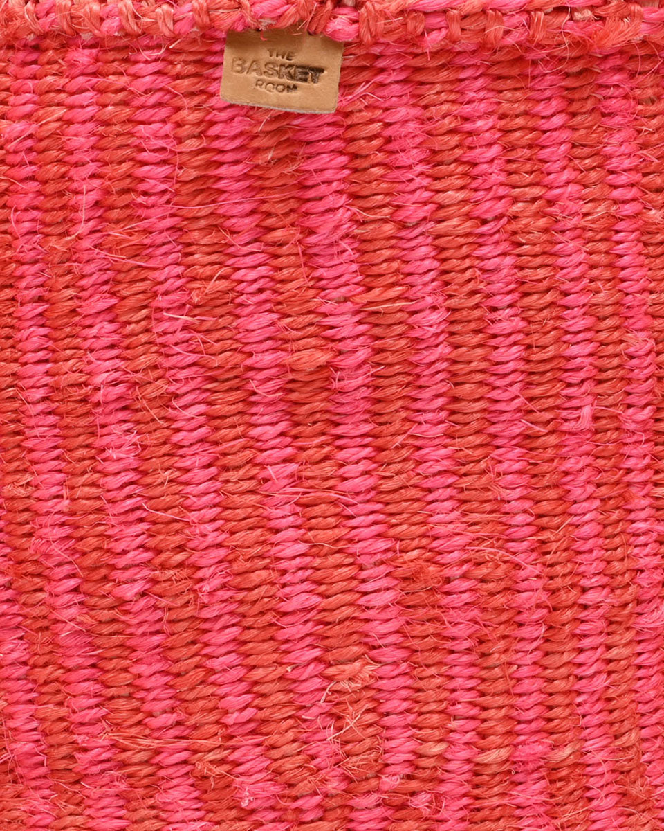 KIWANDA: Red & Pink Pinstripe Woven Storage Basket