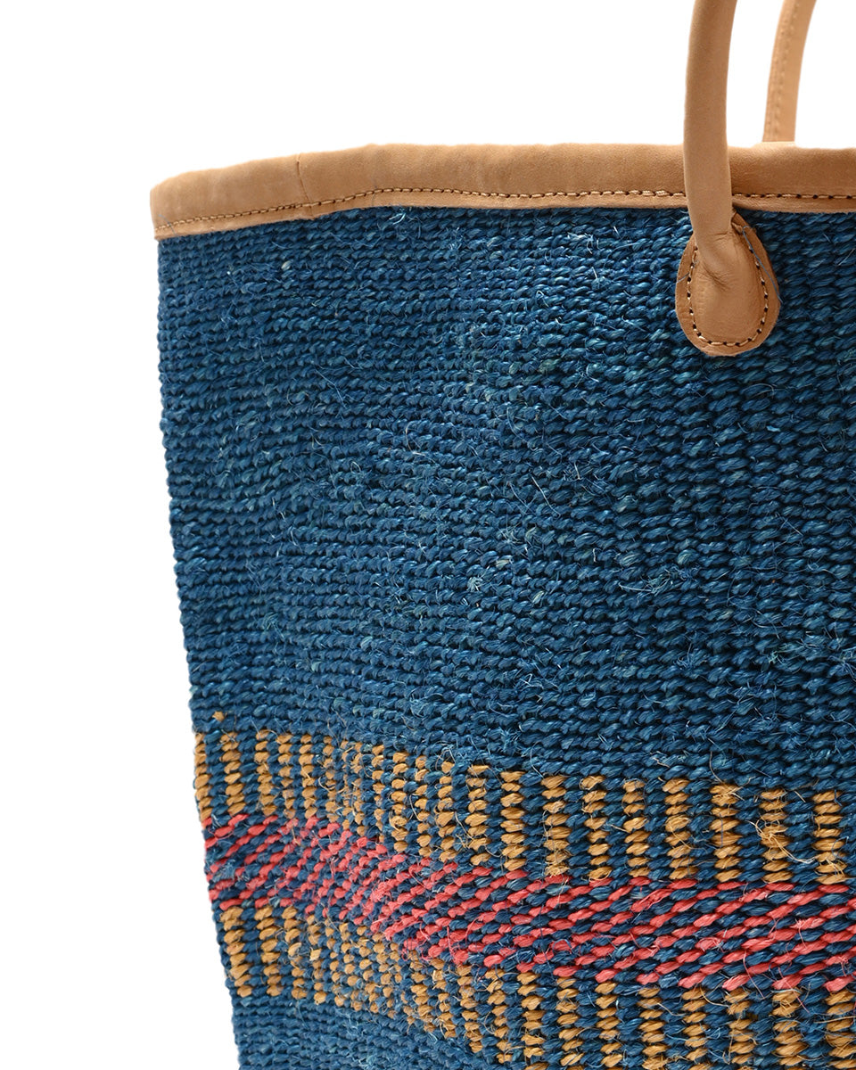 NYUMA: Teal, Gold & Red Stripe Woven Laundry Basket