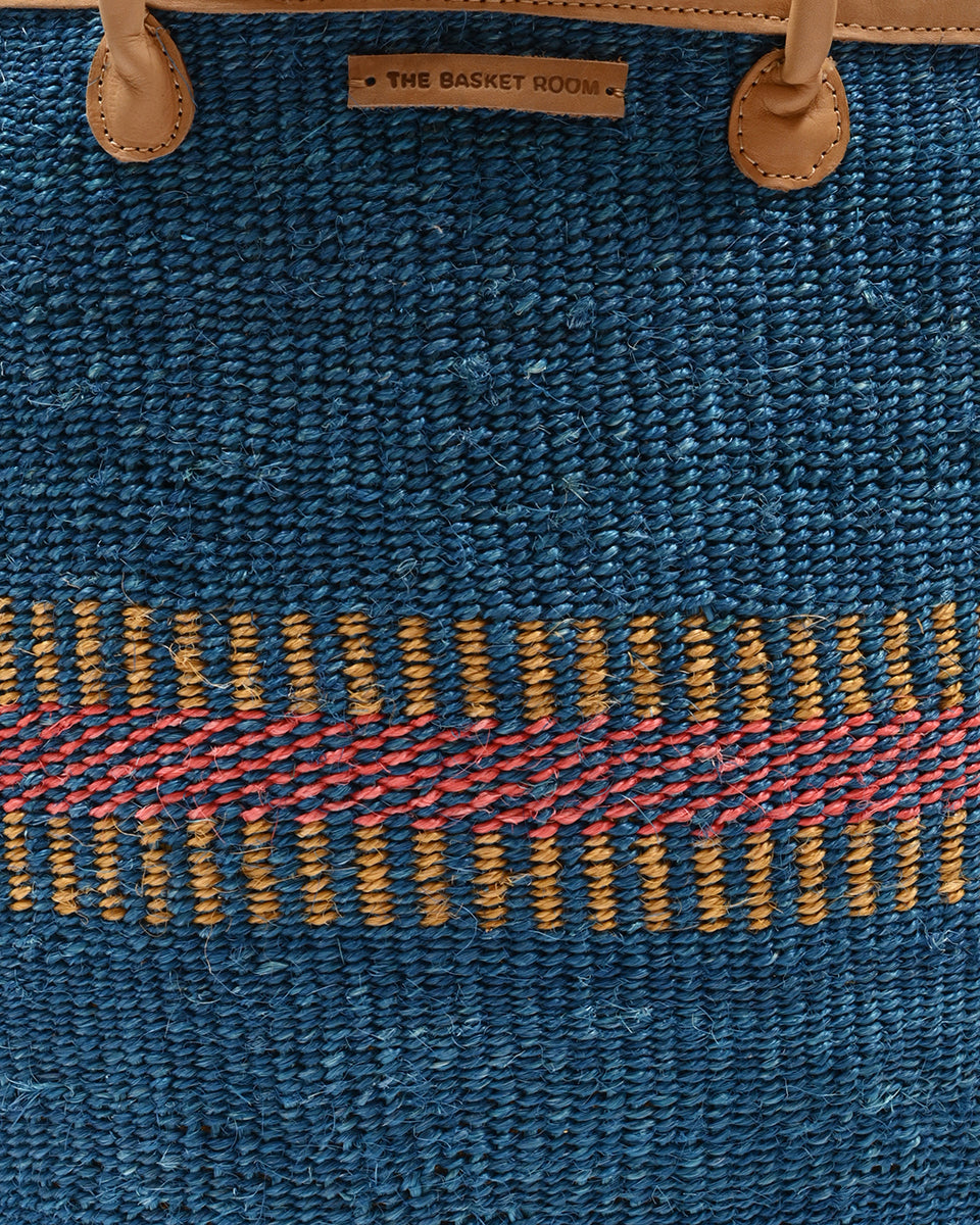 NYUMA: Teal, Gold & Red Stripe Woven Laundry Basket