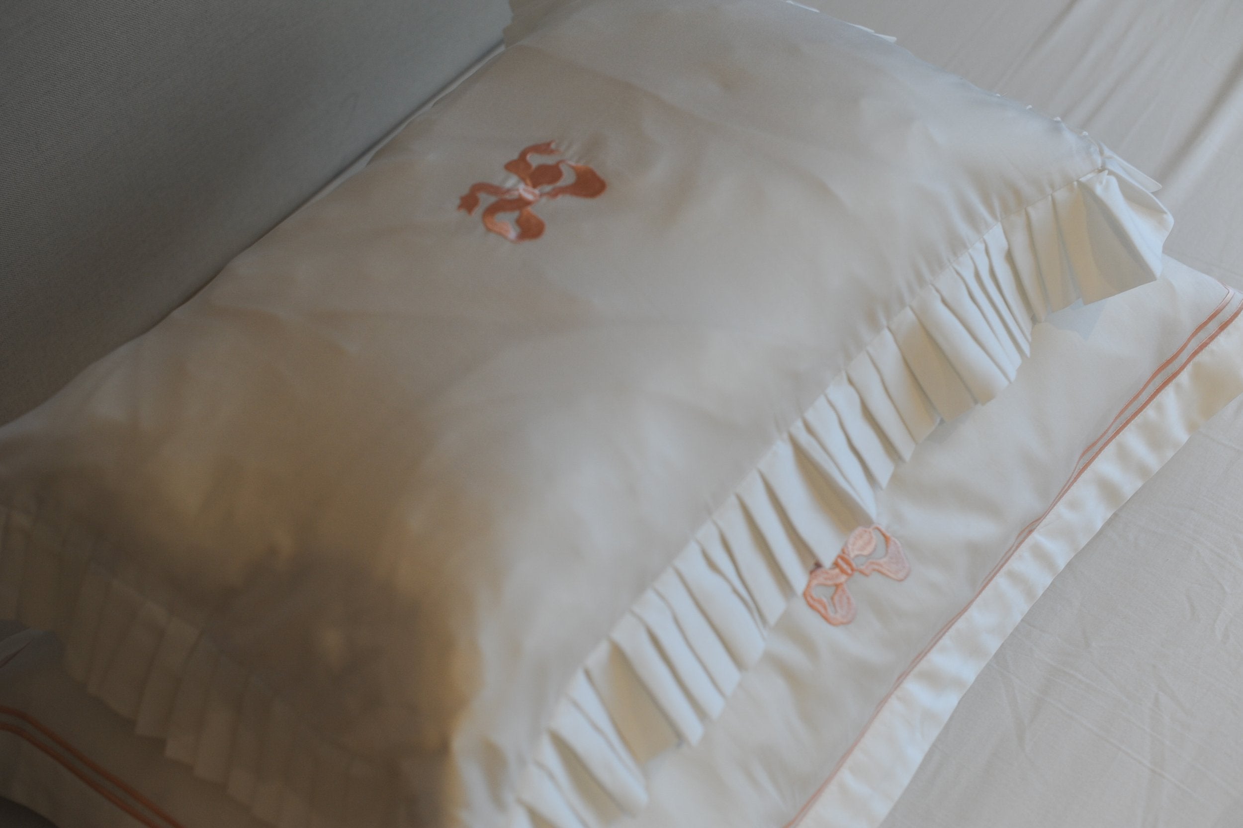 Arabella Bow Ruffle Frill Pillowcase Pair
