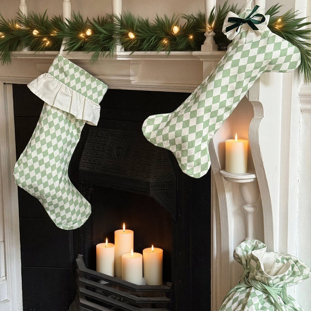 Harlequin Dog Stocking - Winter Pine