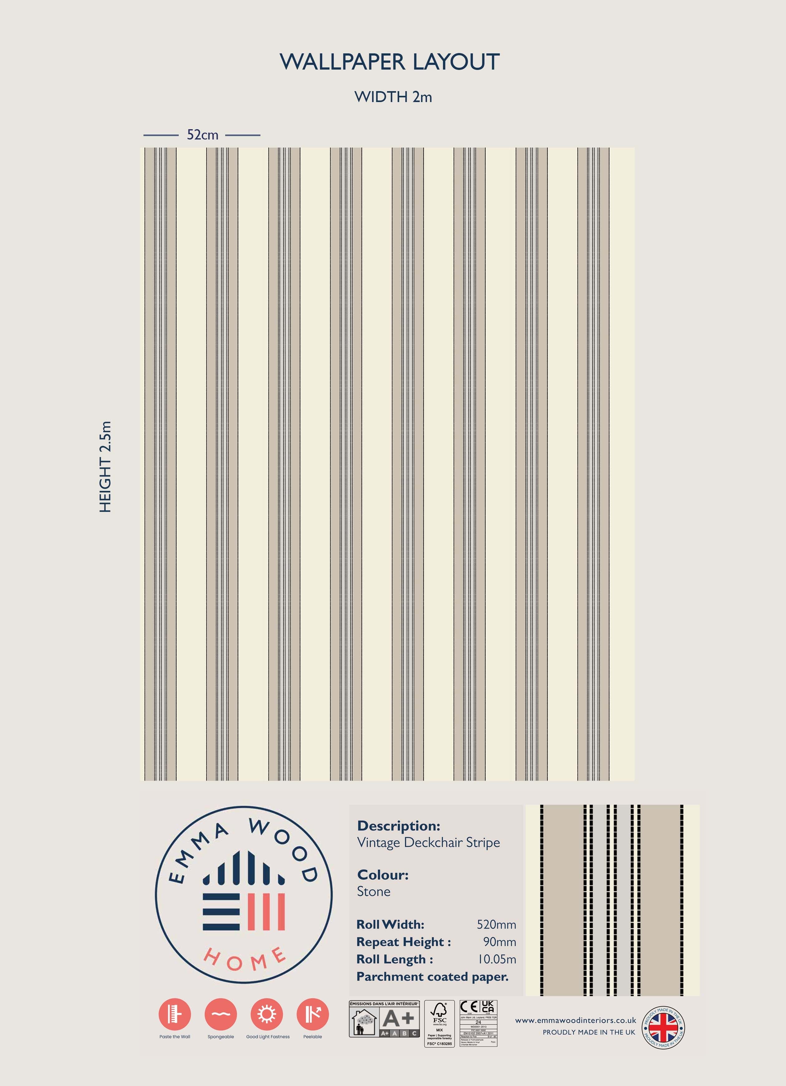 Vintage Deckchair Wallpaper - STONE