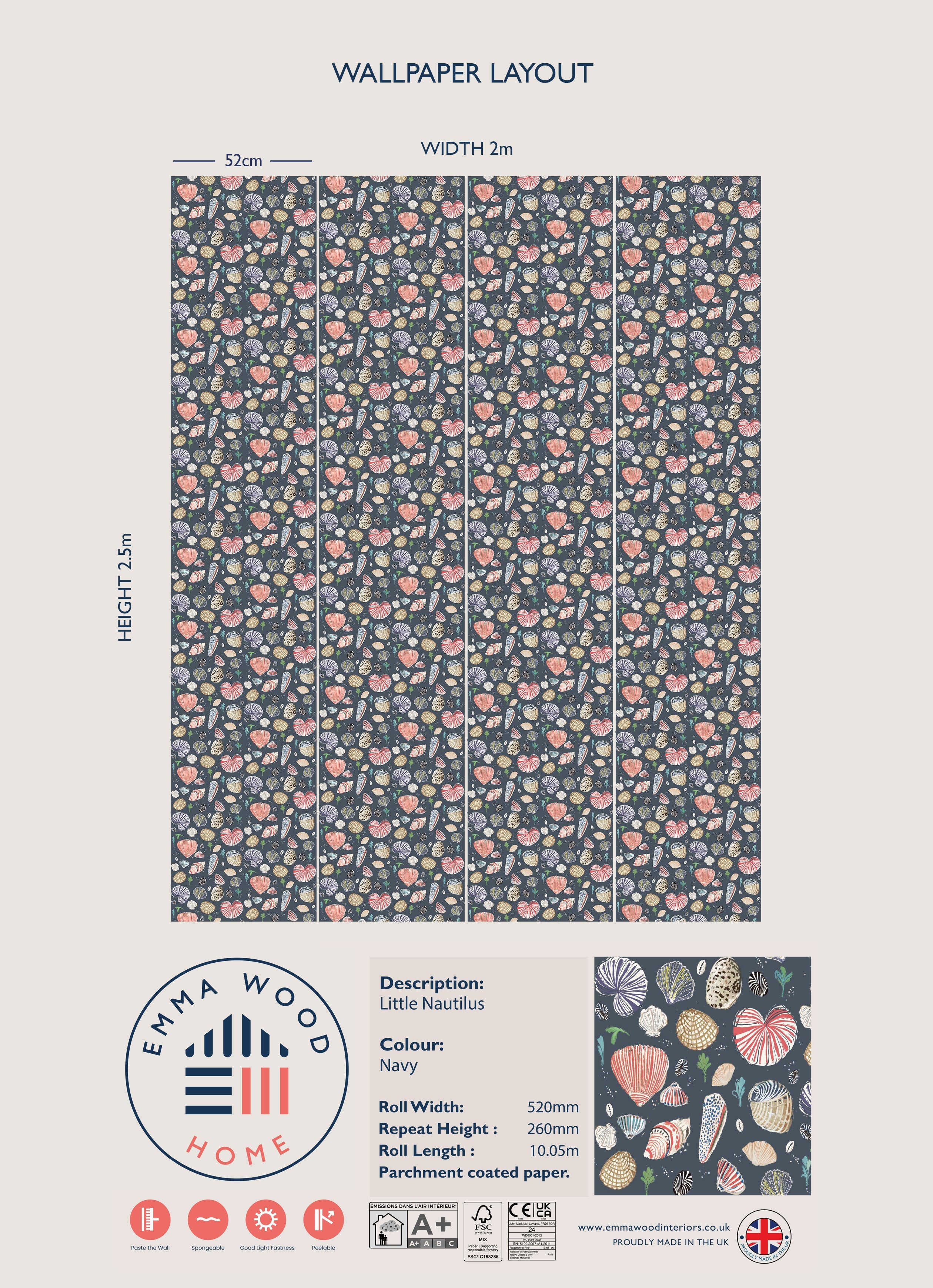 Little Nautilus Wallpaper - NAVY