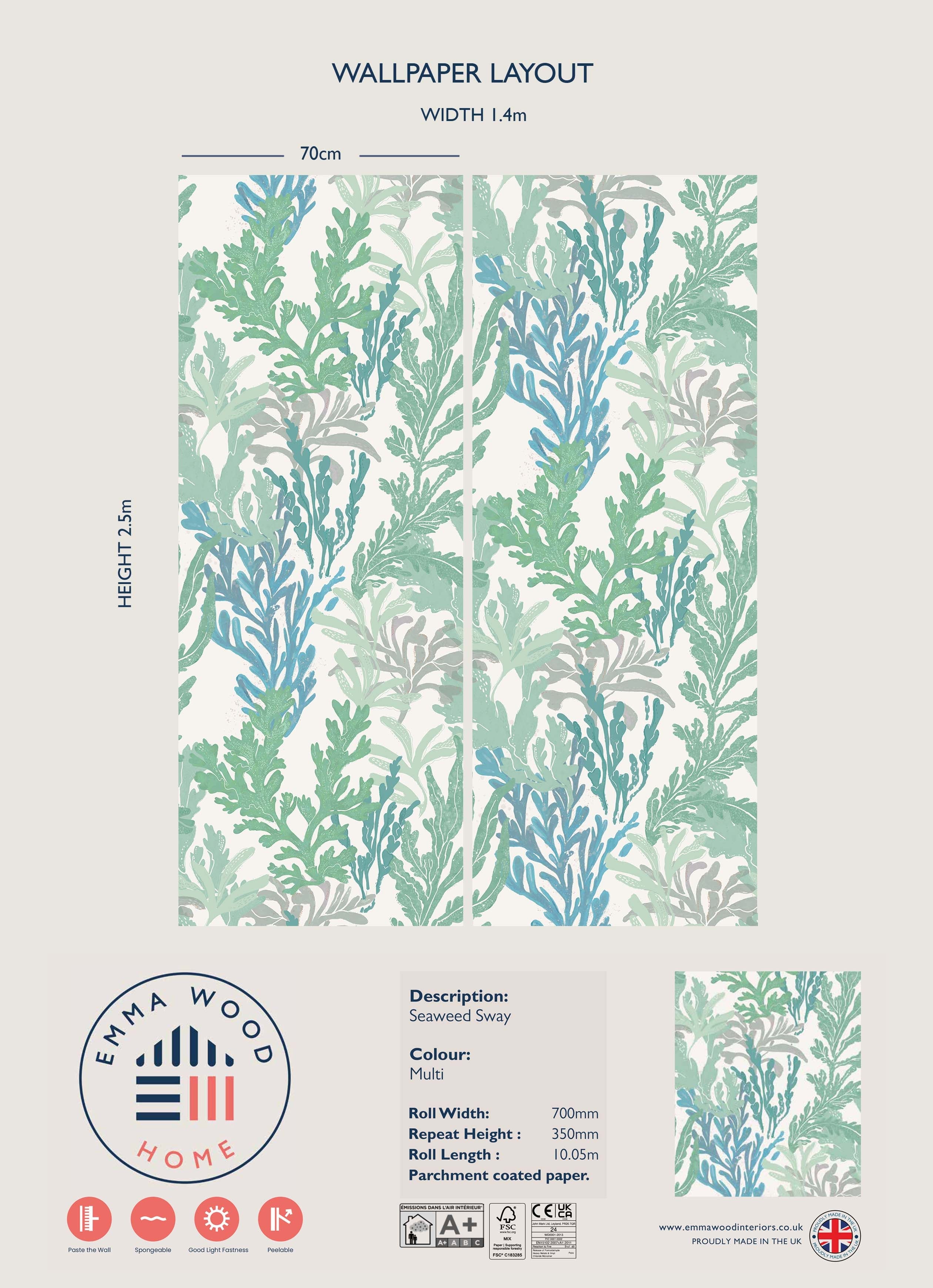 Seaweed Sway Wallpaper - OCEAN MULTI