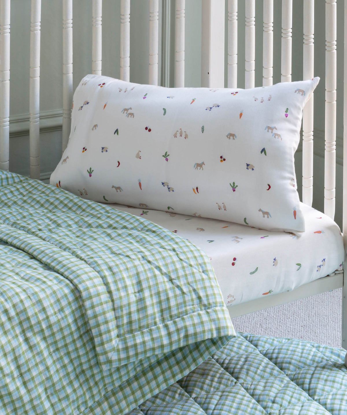 Quilted Cotbed Bedspread - Greenhouse Gingham