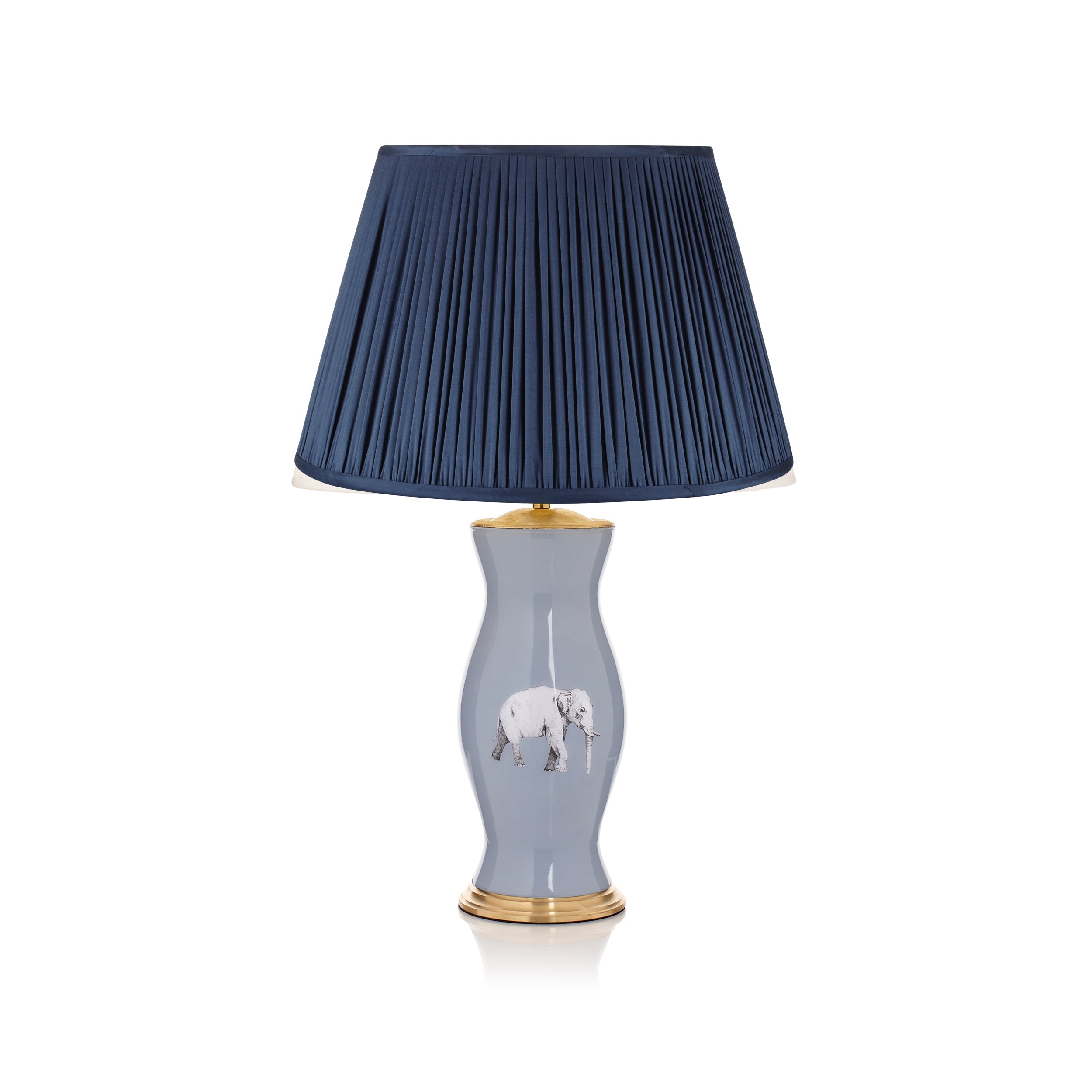 PLEATED SILK LAMPSHADE IN CHARCOAL BLUE