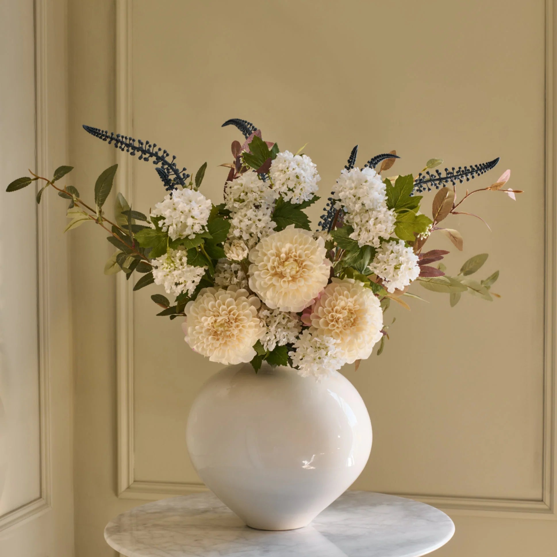 The Eva | Faux Flower Arrangement | Whites & Greens