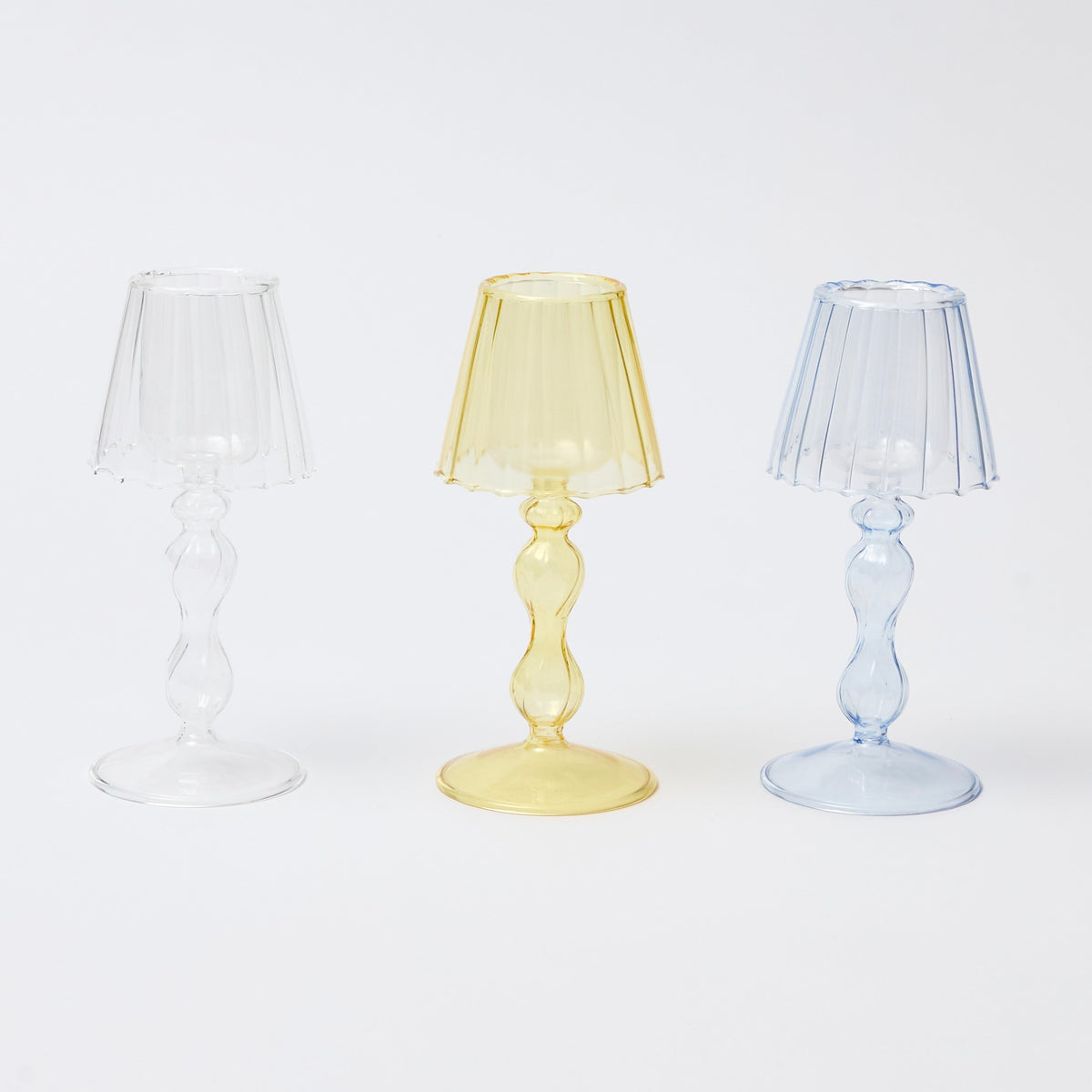 Clear Glass Tea Light Lamps (Set of 2)
