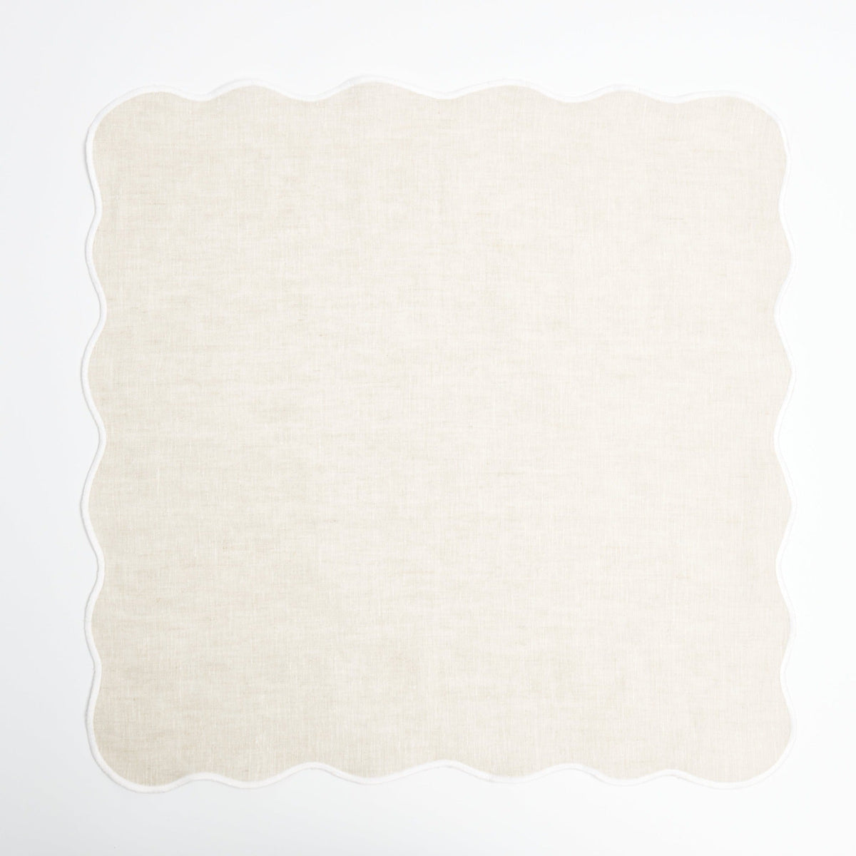 Beige Scallop Napkins with White Embroidery (Set of 4)