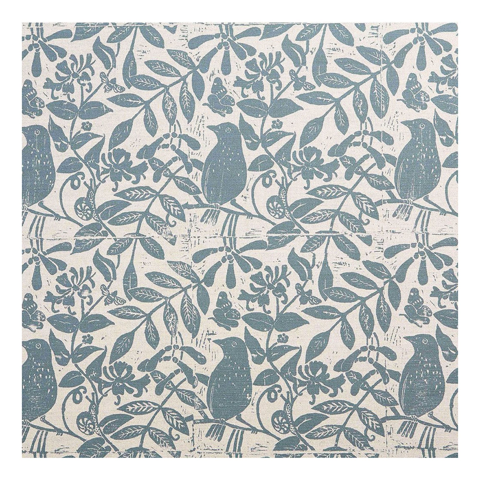 Birds & Bees Printed Fabric Linen/Cotton Petrol