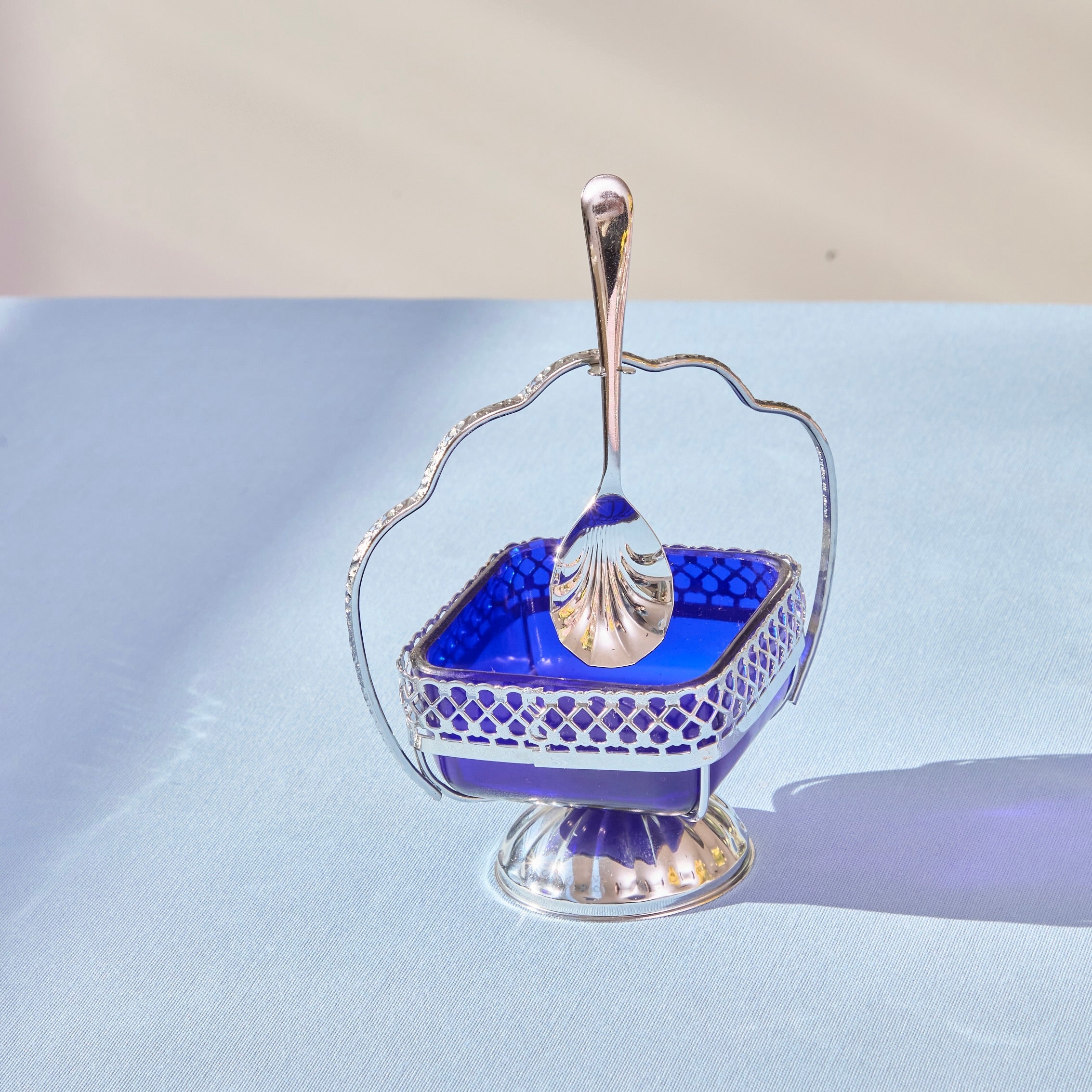 Silver Plate Decorative Dish With Spoon