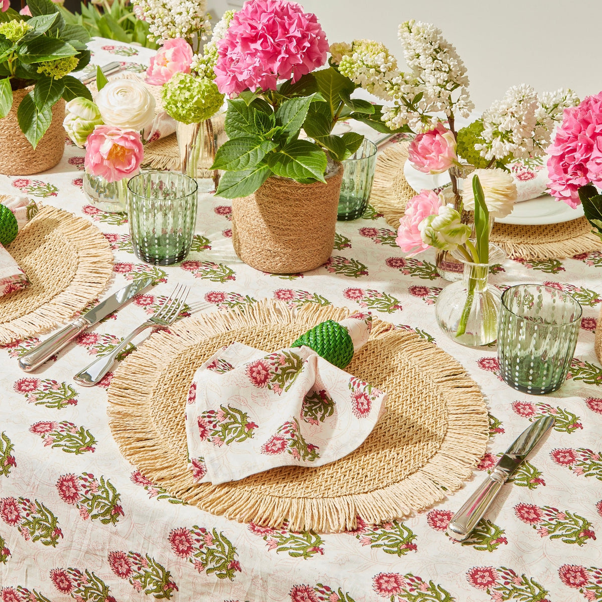 Elia Woven Rattan Round Fringed Placemats (Set of 4)