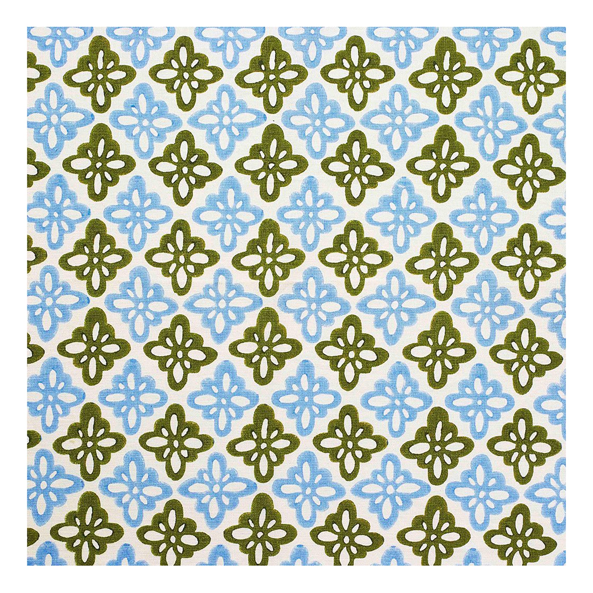 Pattee Block printed Fabric Linen Khaki