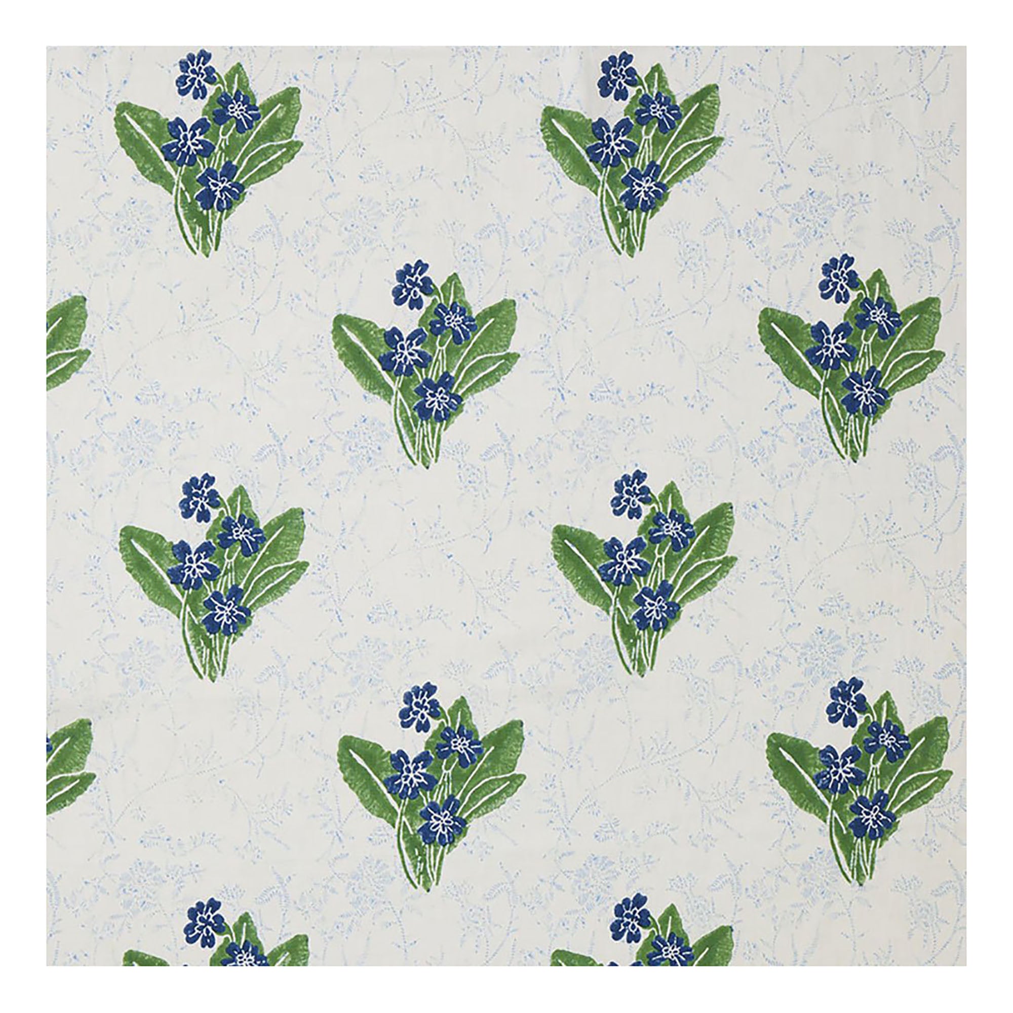 Primrose Block Printed Fabric  | Grass/Sky
