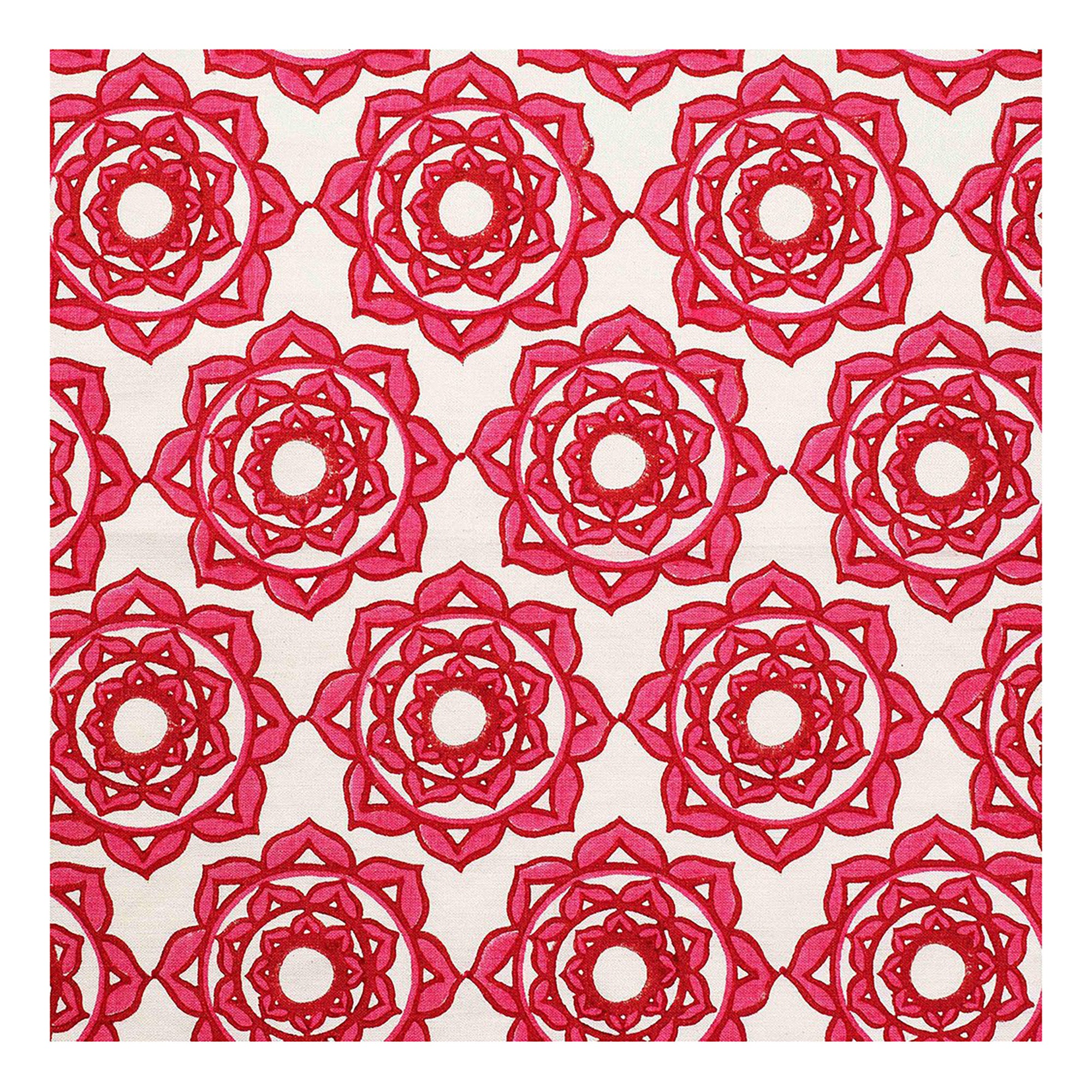 Rose Block printed Fabric Linen/Cotton Pink