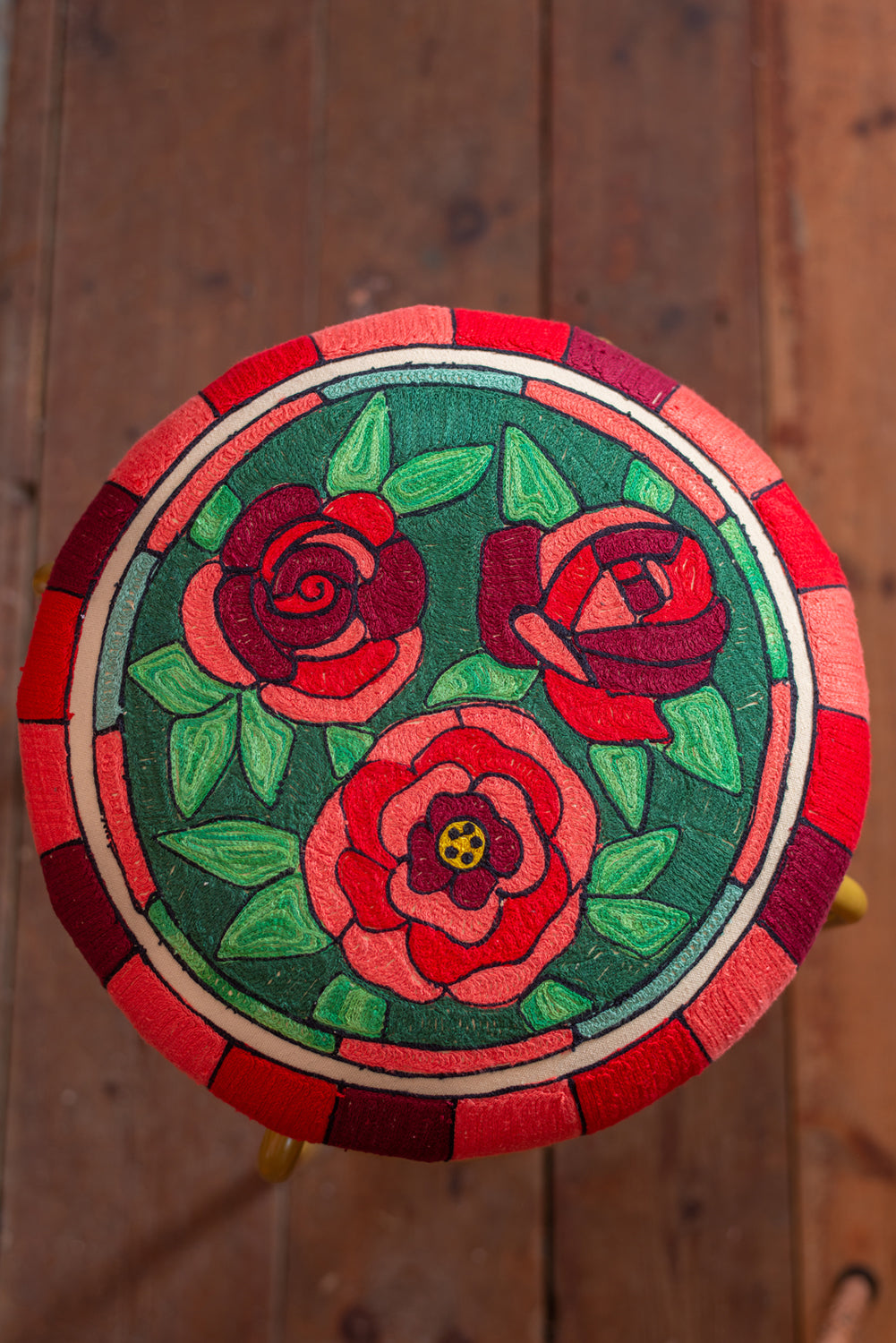 The Edith Stained Glass Roses Bar Stool