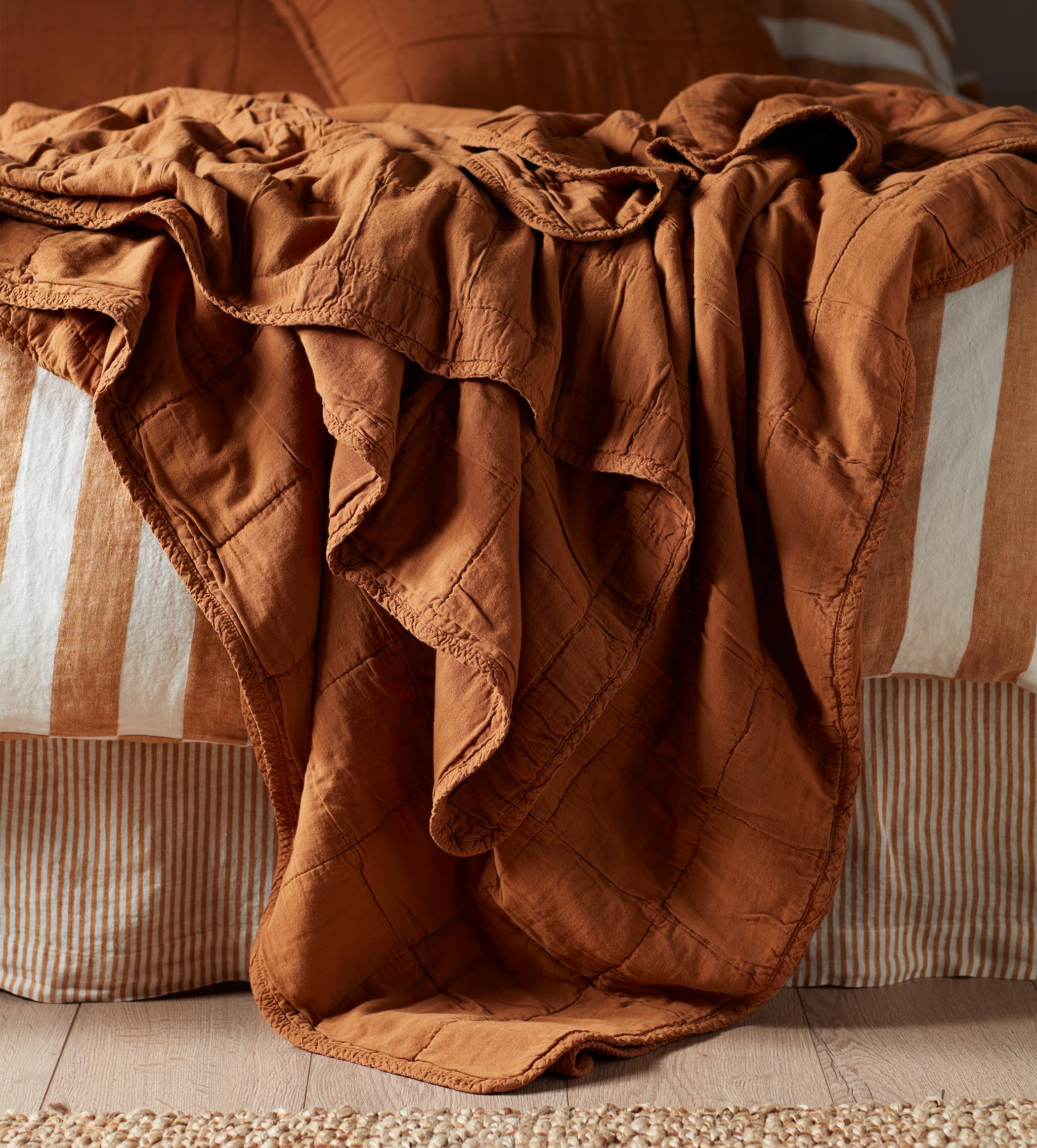 Finn 100% Cotton Quilted Throw | Amber