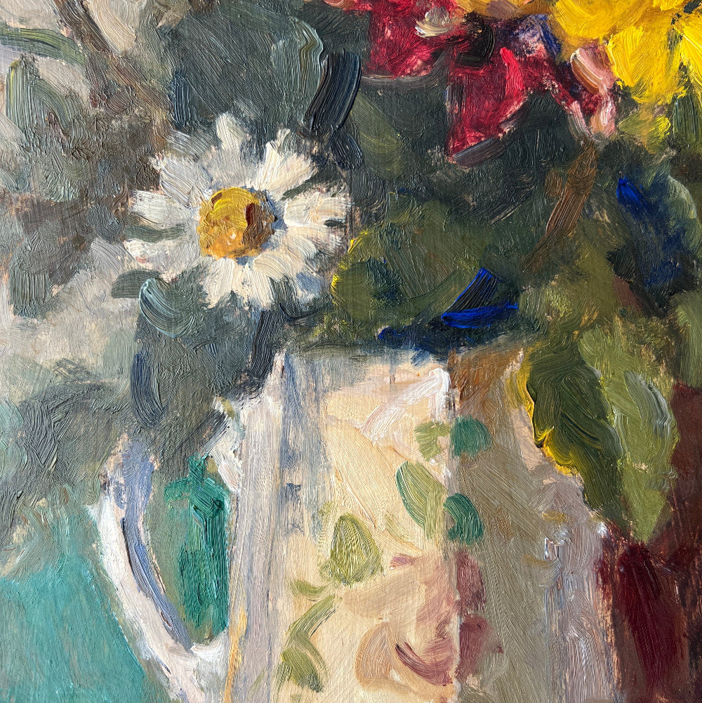 Dahlias & Daisies Oil Painting