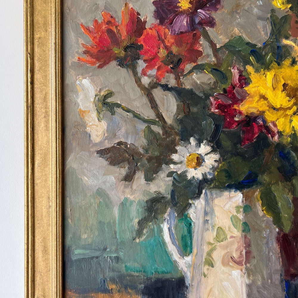 Dahlias & Daisies Oil Painting