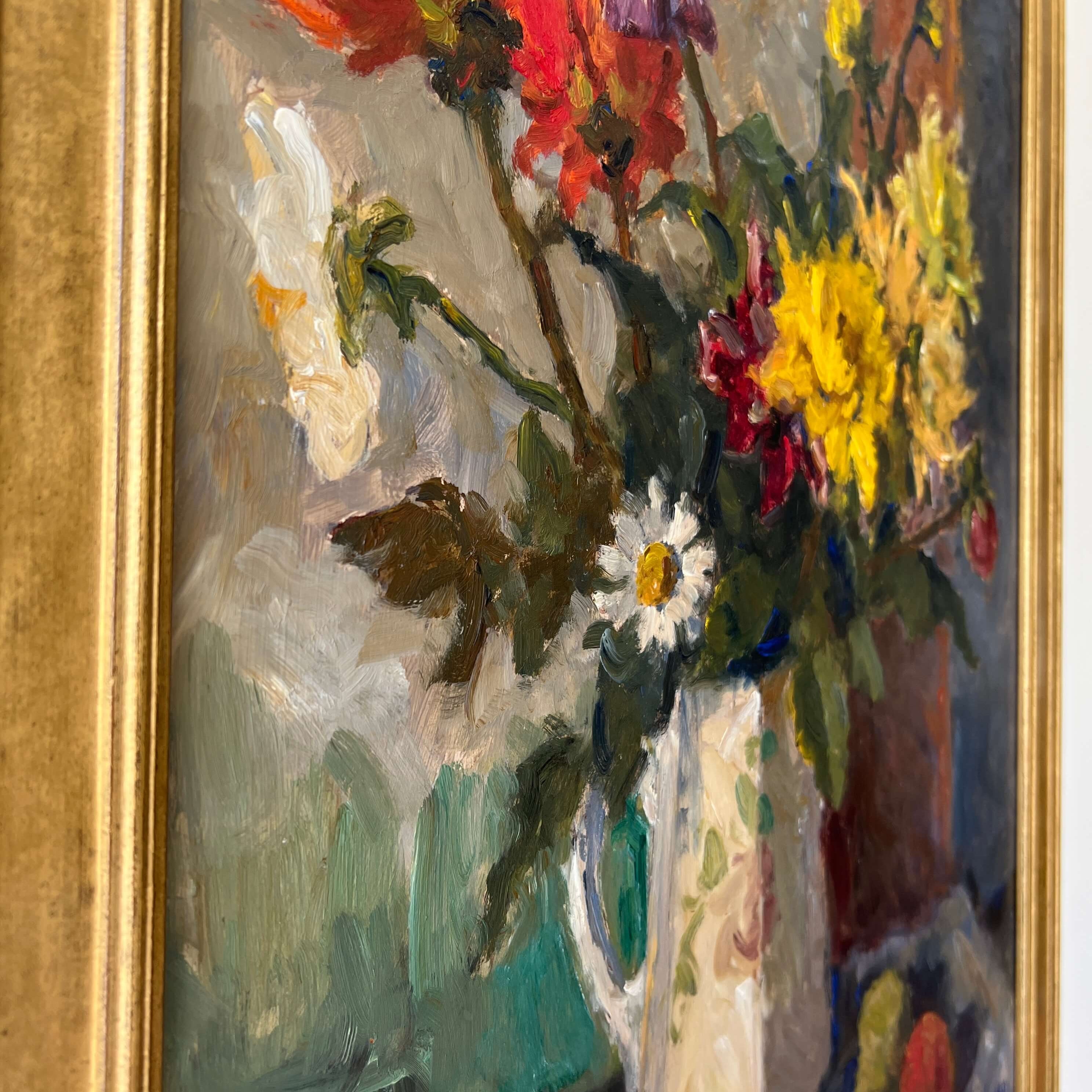 Dahlias & Daisies Oil Painting