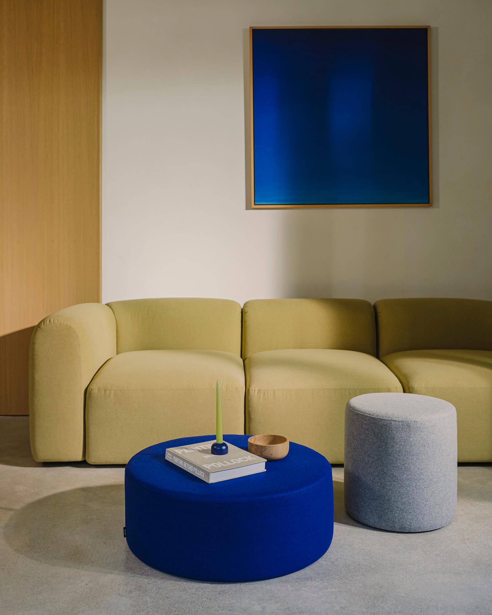 Folk Wide Pouf | Grey Mélange