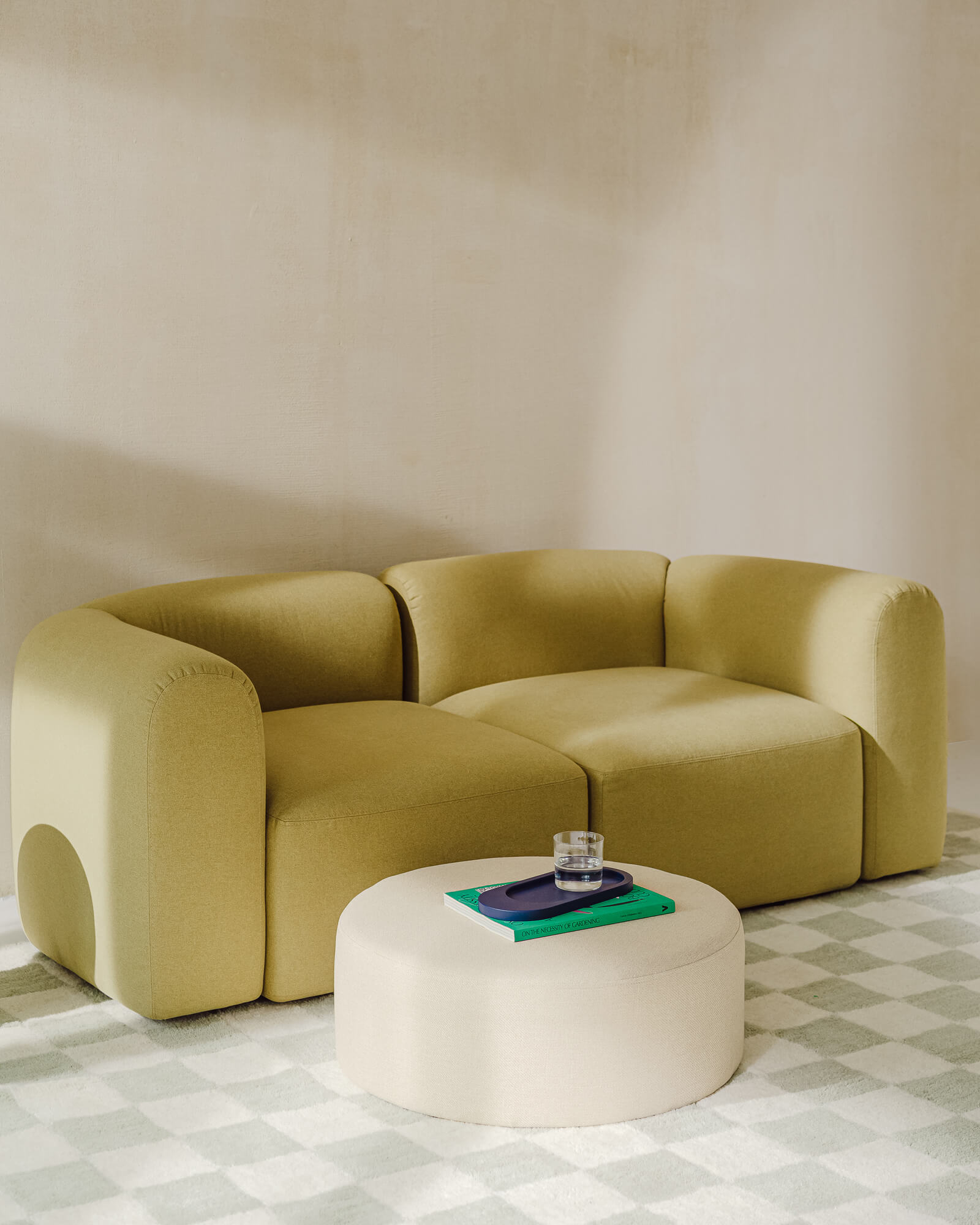 Folk Wide Pouf | Grey Mélange