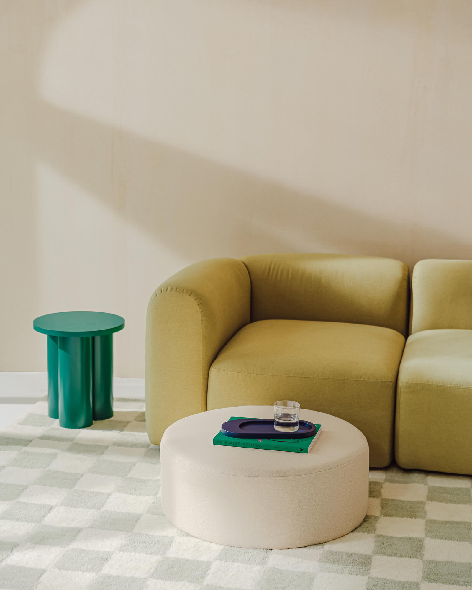 Folk Wide Pouf | Grey Mélange