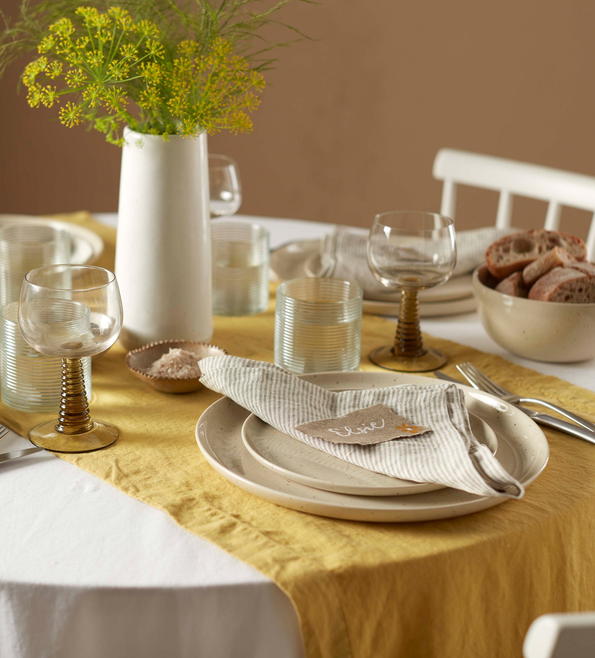 Natural Sid Stripe 100% Linen Napkins - Set of 4