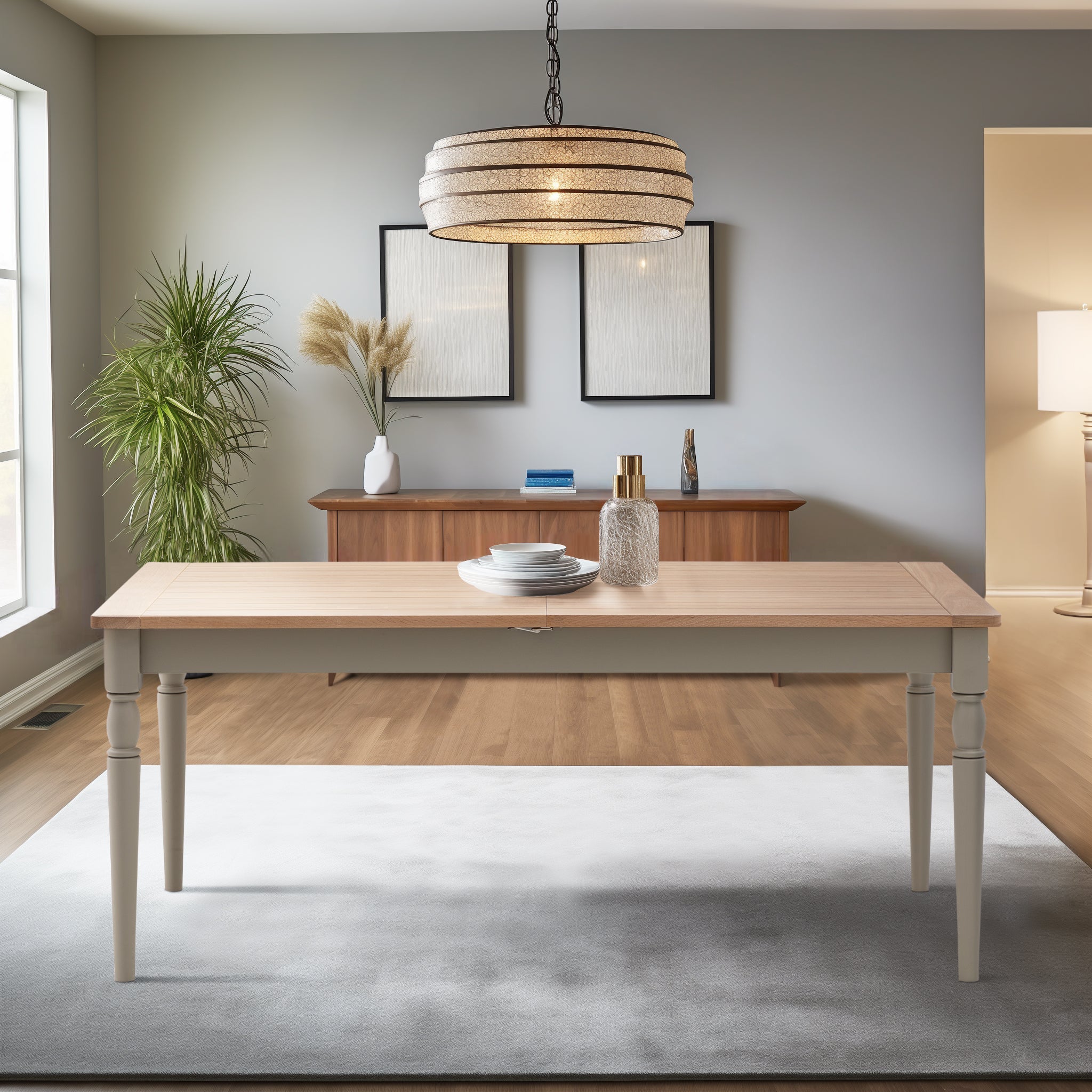 Classic Oak Farmhouse Extendable Dining Table