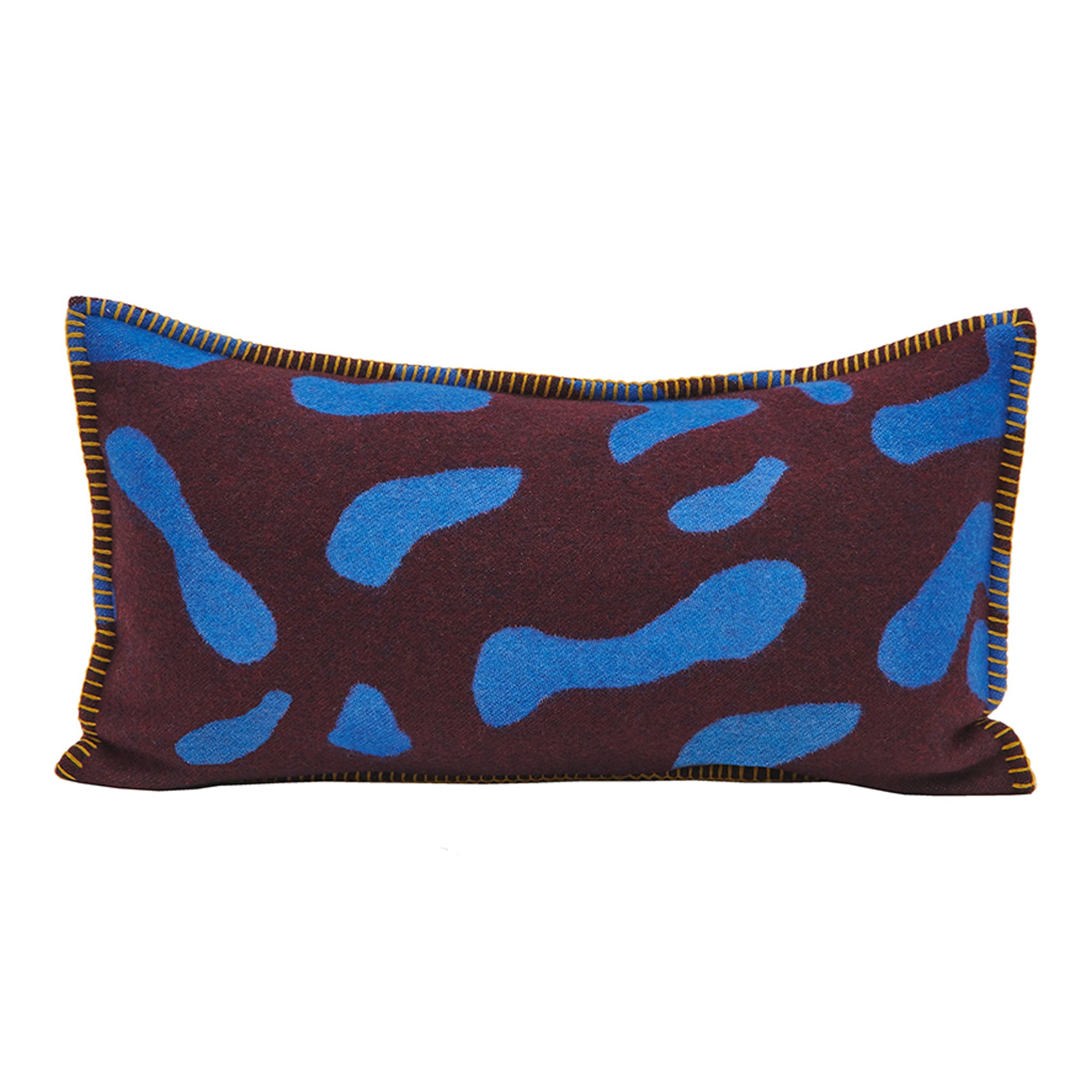 Small Recycled Wool Cushion | Black & Blue