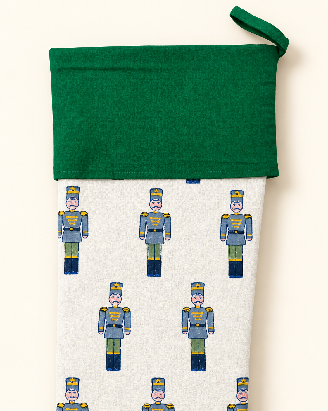 Toy Soldier Christmas Stocking in Green
