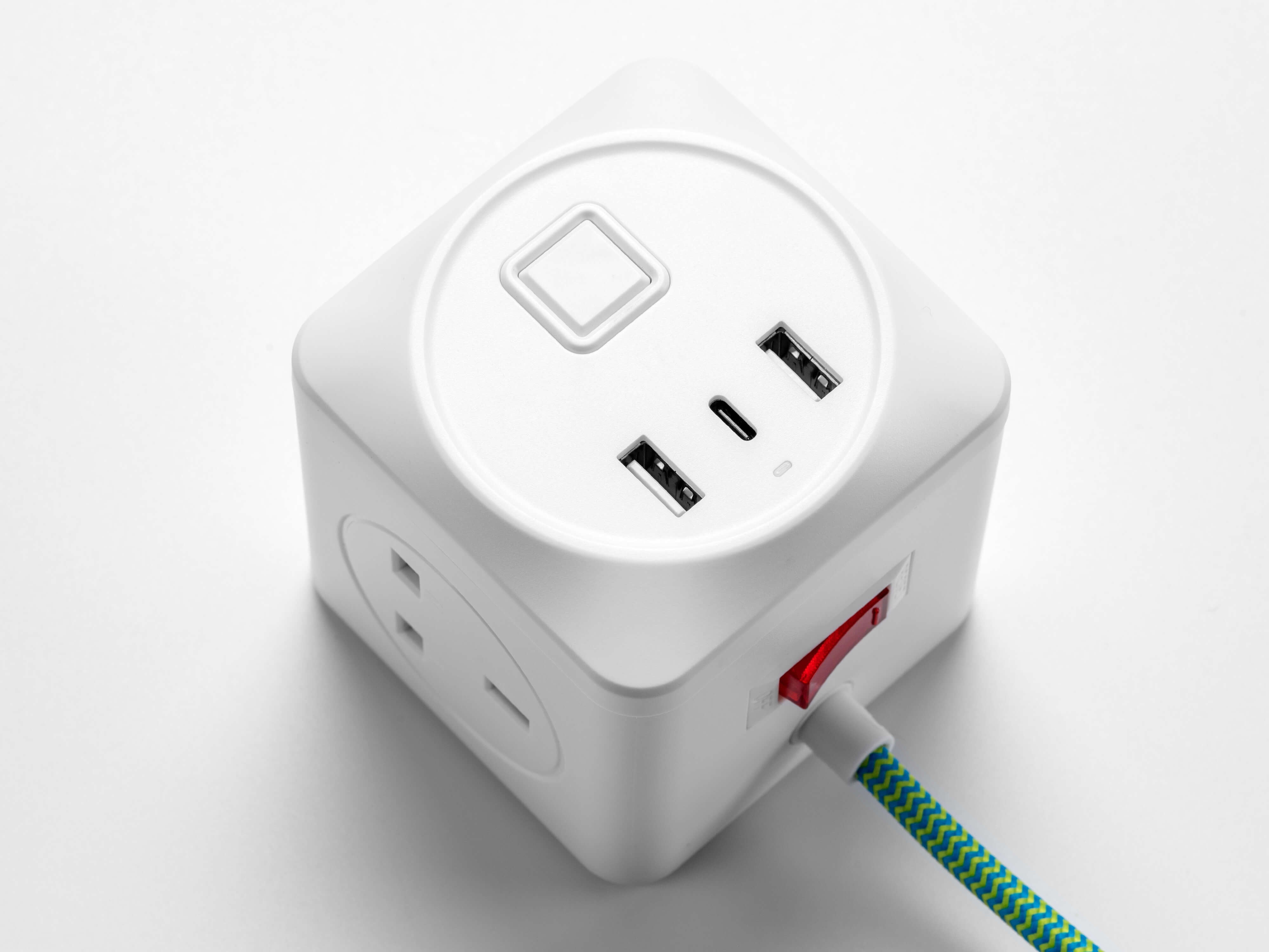 Green fabric cable extension lead